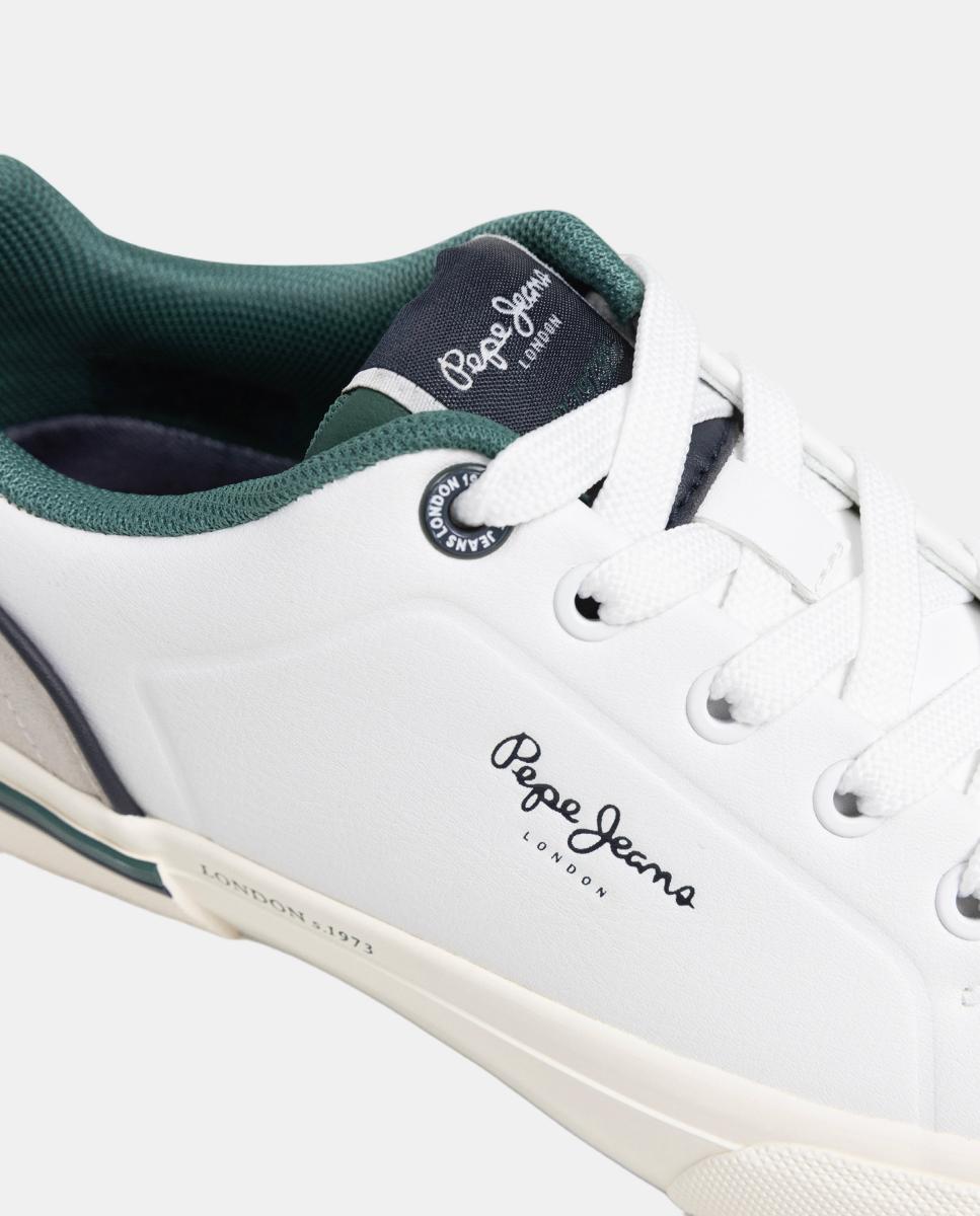 Sapatilhas Vulcanizadas de Corte Baixo com Detalhes em Contraste Pepe Jeans Branco-5