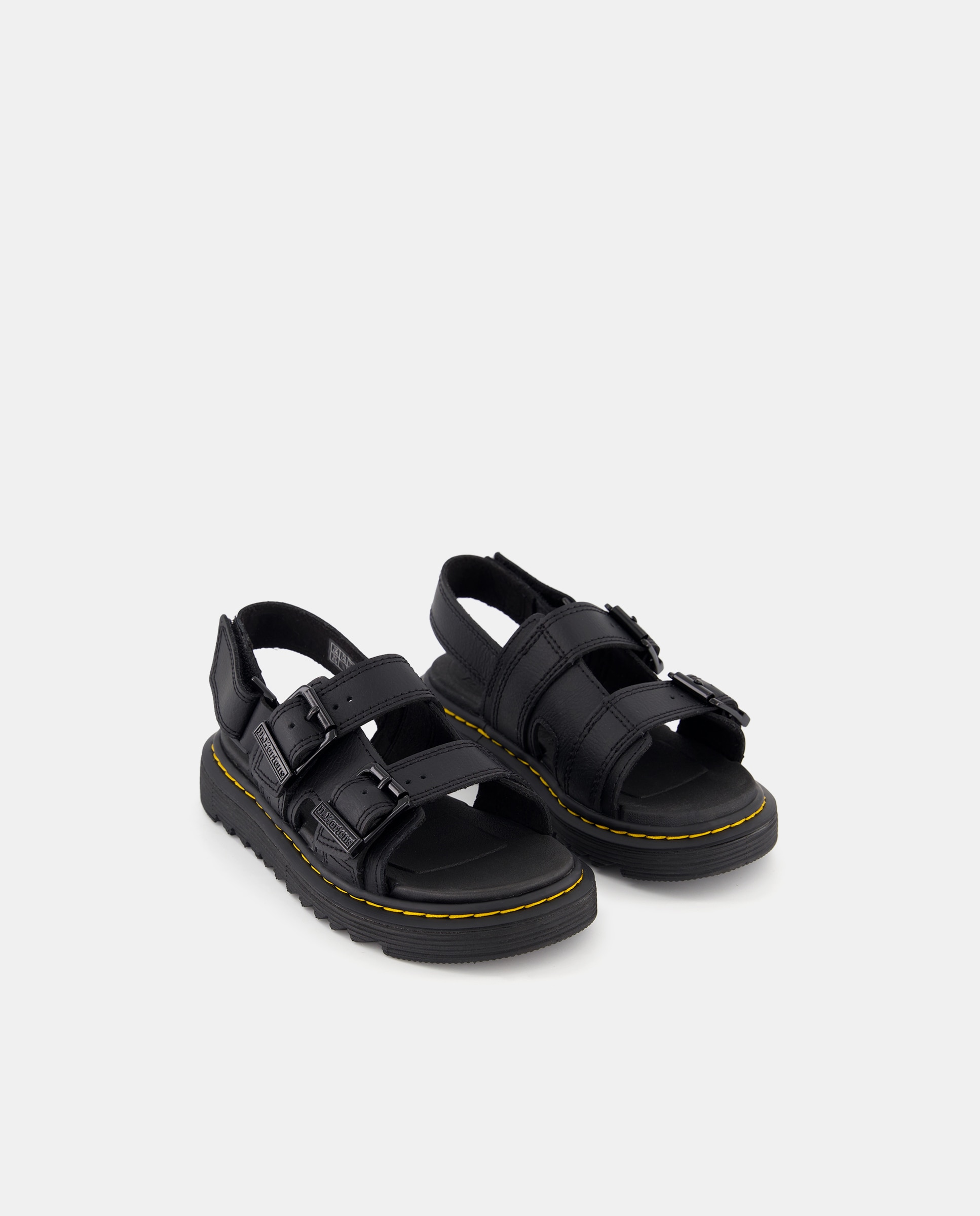 Sandálias Abertas Varel em Pele com Fecho Aderente Dr. Martens Preto-2