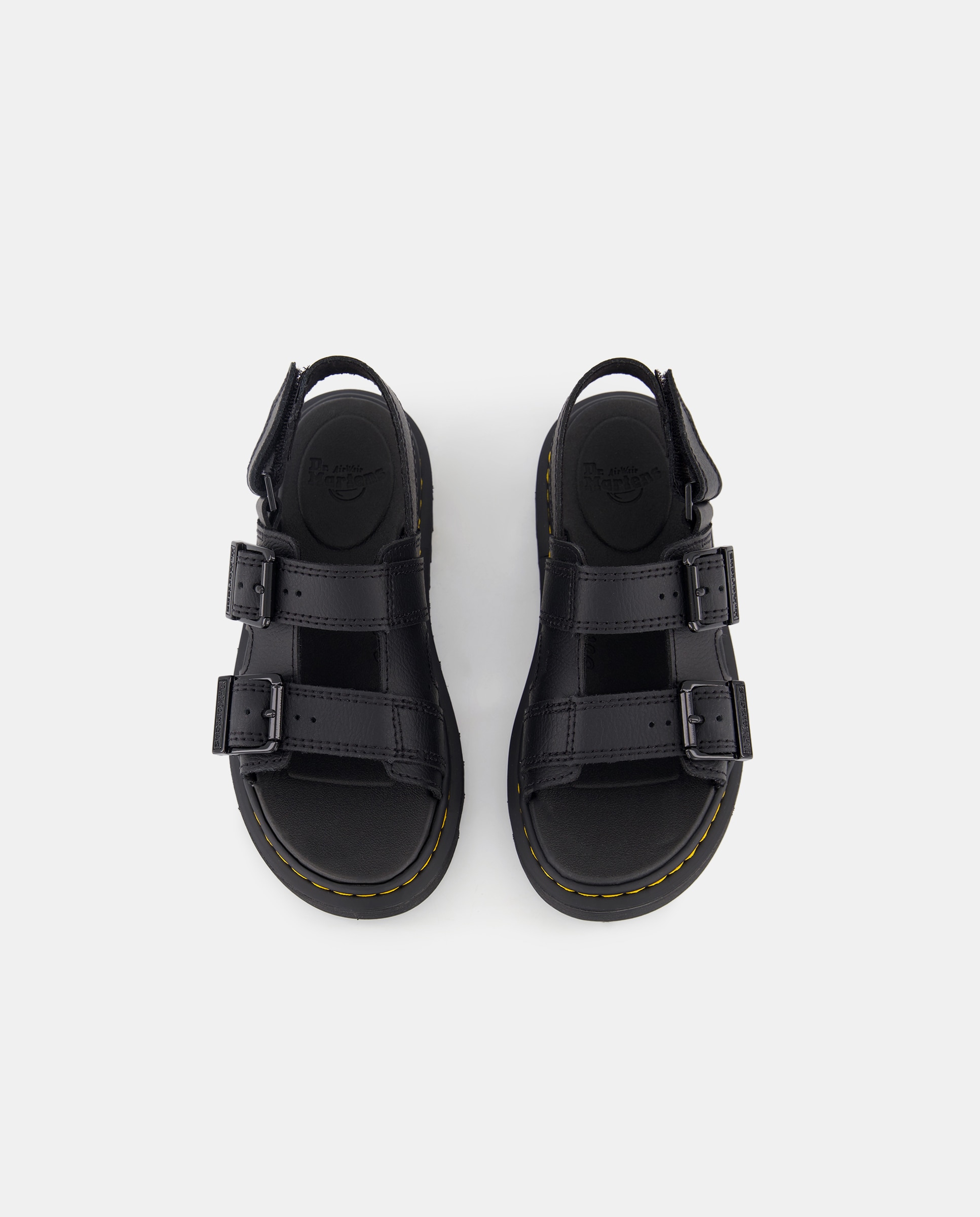 Sandálias Abertas Varel em Pele com Fecho Aderente Dr. Martens Preto-4
