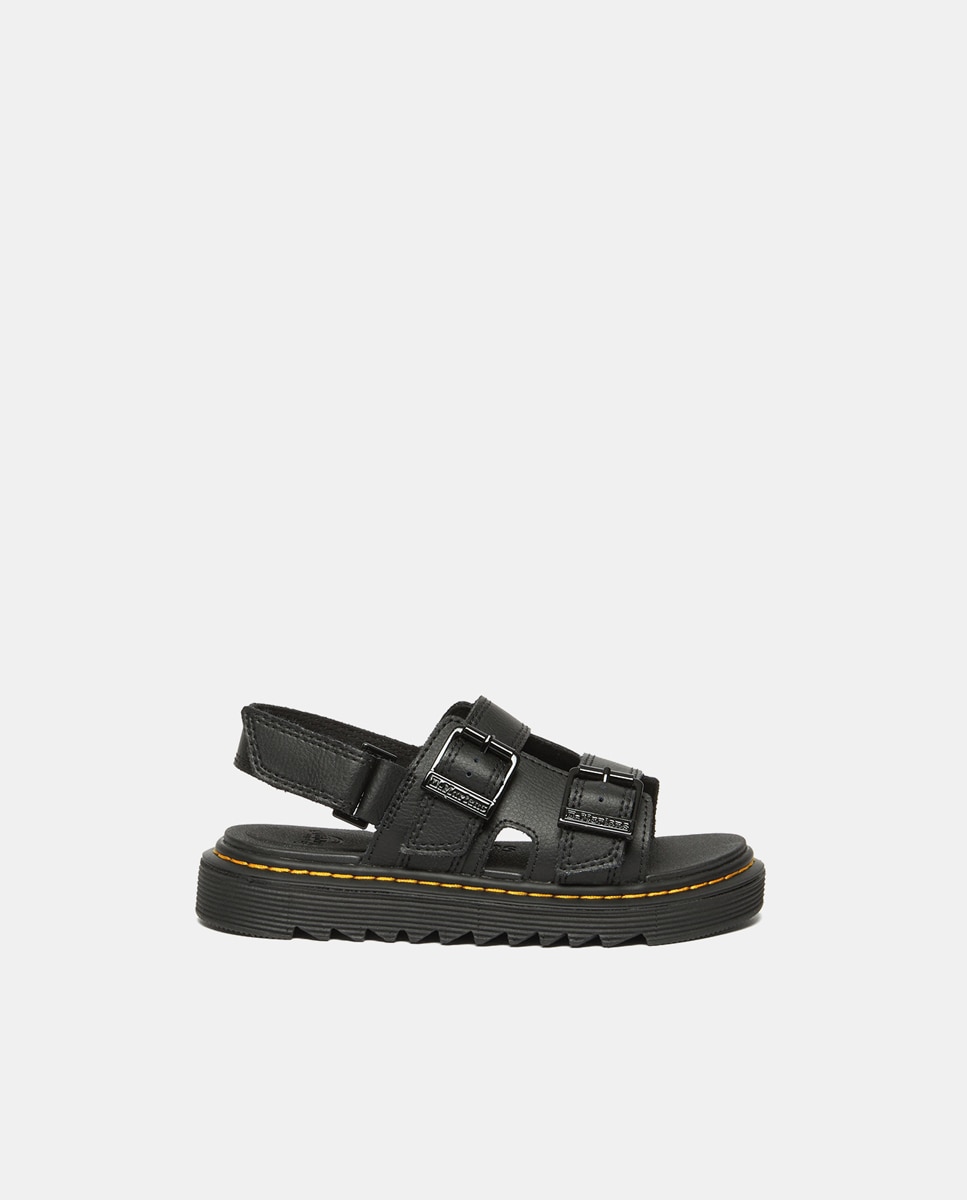 Sandálias Abertas Varel em Pele com Fecho Aderente Dr. Martens Preto-6