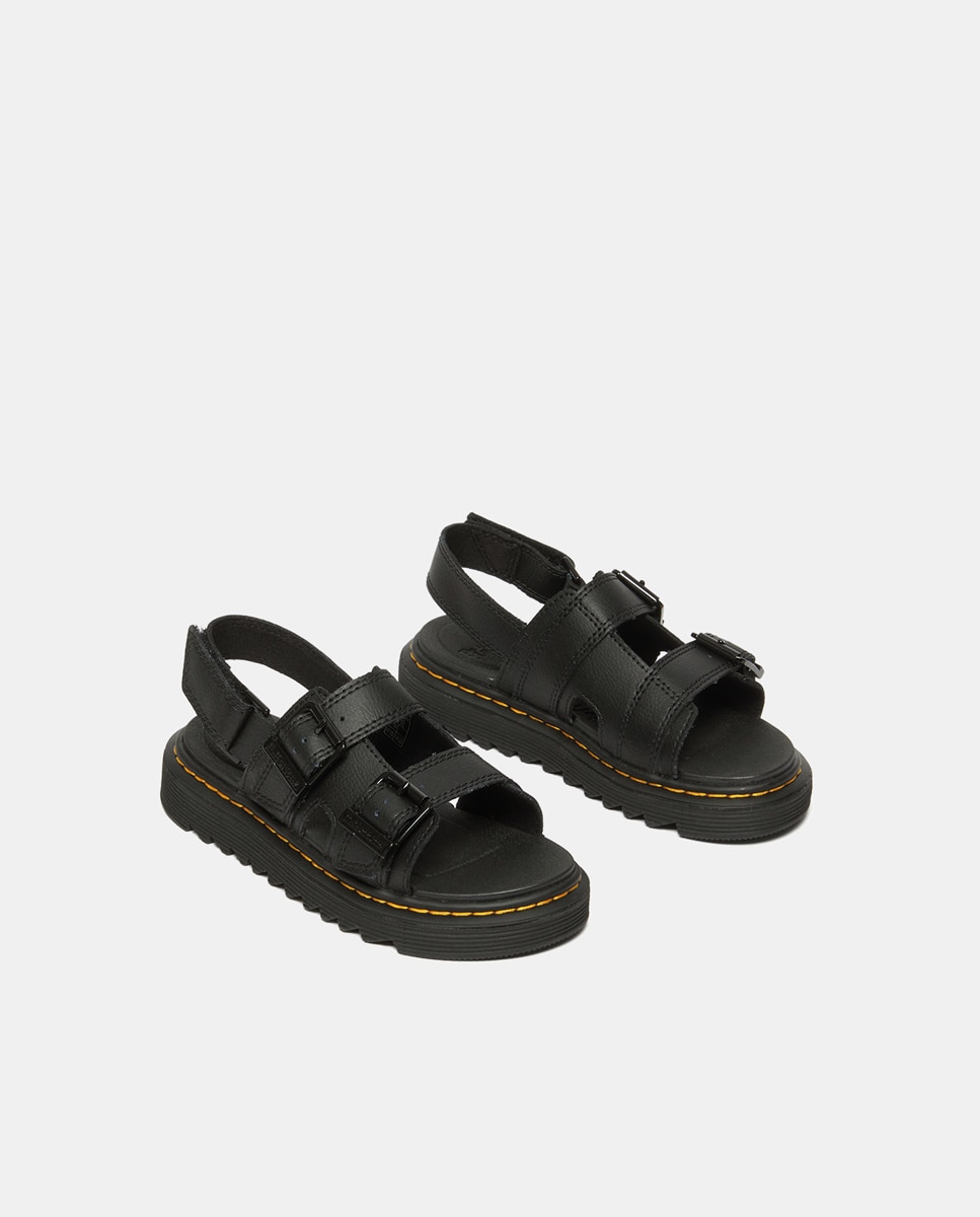 Sandálias Abertas Varel em Pele com Fecho Aderente Dr. Martens Preto-7