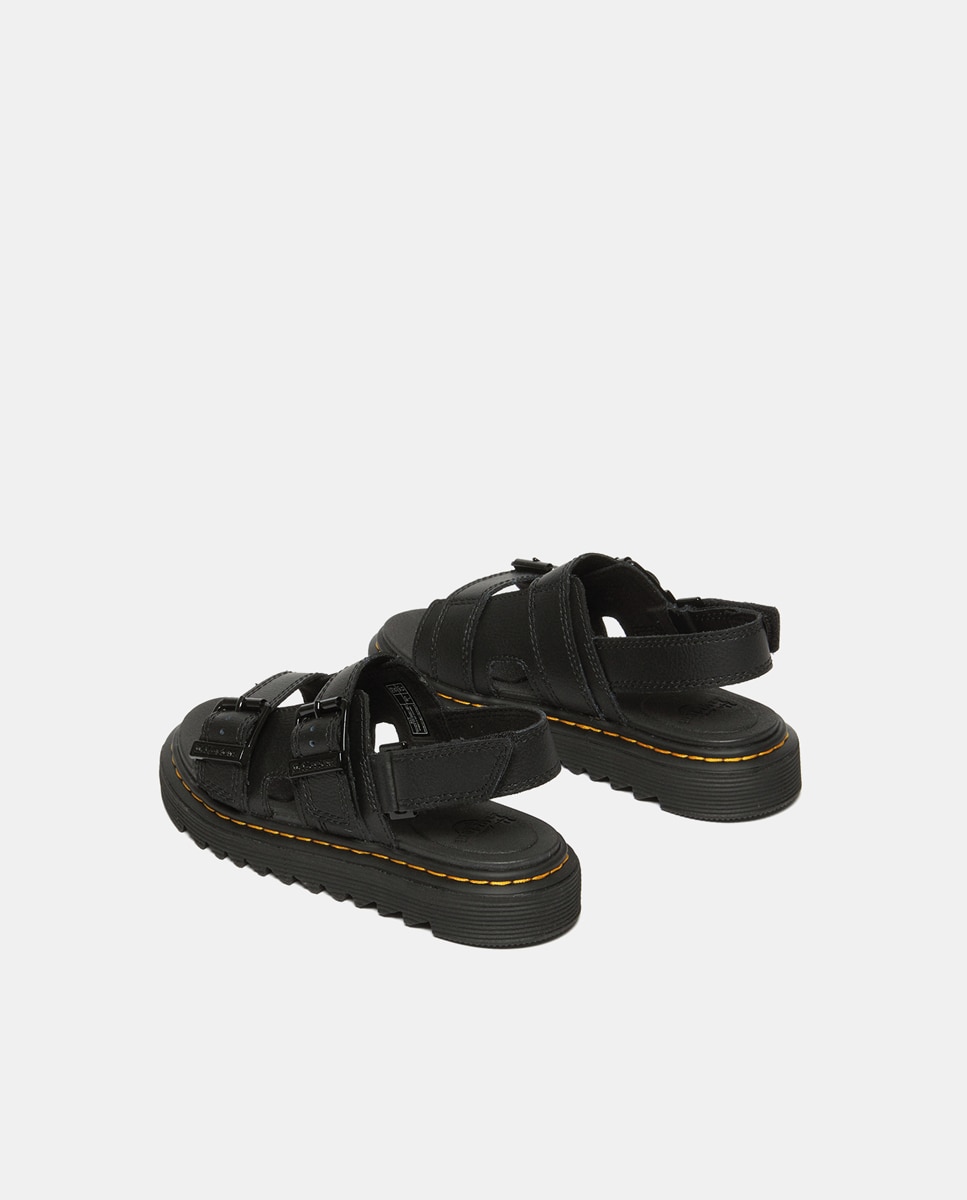 Sandálias Abertas Varel em Pele com Fecho Aderente Dr. Martens Preto-8