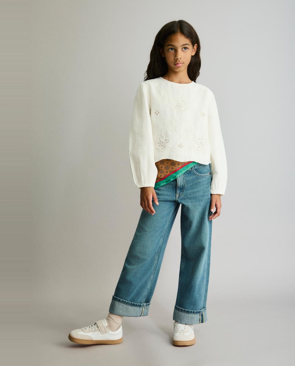 Sapatilhas de pele One® Kids Branco-marfim-6