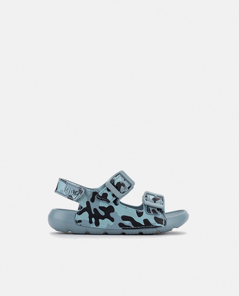 Sandálias Abertas Bio com Estampado Camo Igor Azul-1