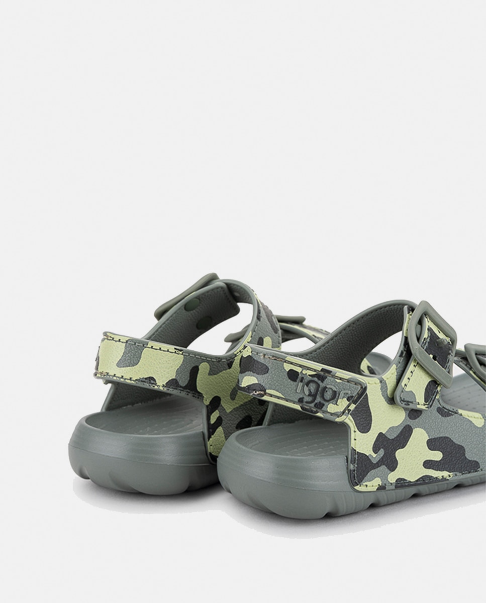 Sandálias Abertas Bio com Estampado Camo Igor Verde-3