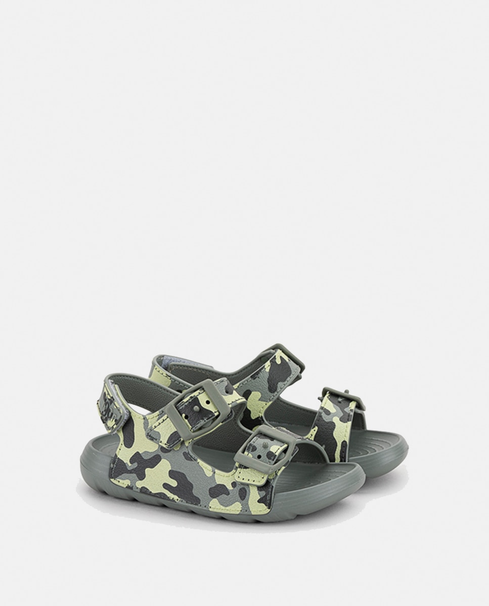 Sandálias Abertas Bio com Estampado Camo Igor Verde-4