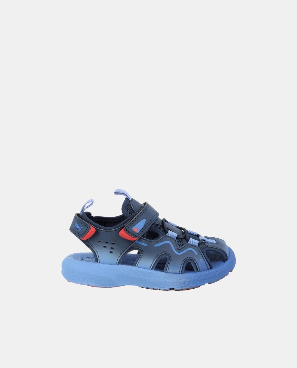 Imagem 0 de Sandálias de Biqueira Fechada com Fecho de Velcro Duplo e Material Sintético - Azul-Escuro