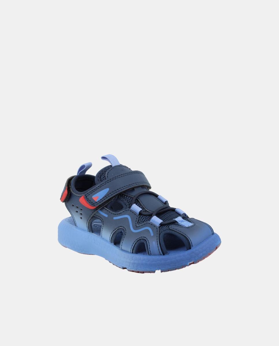 Sandálias de Biqueira Fechada com Fecho de Velcro Duplo e Material Sintético - Azul-Escuro Primigi Azul-3