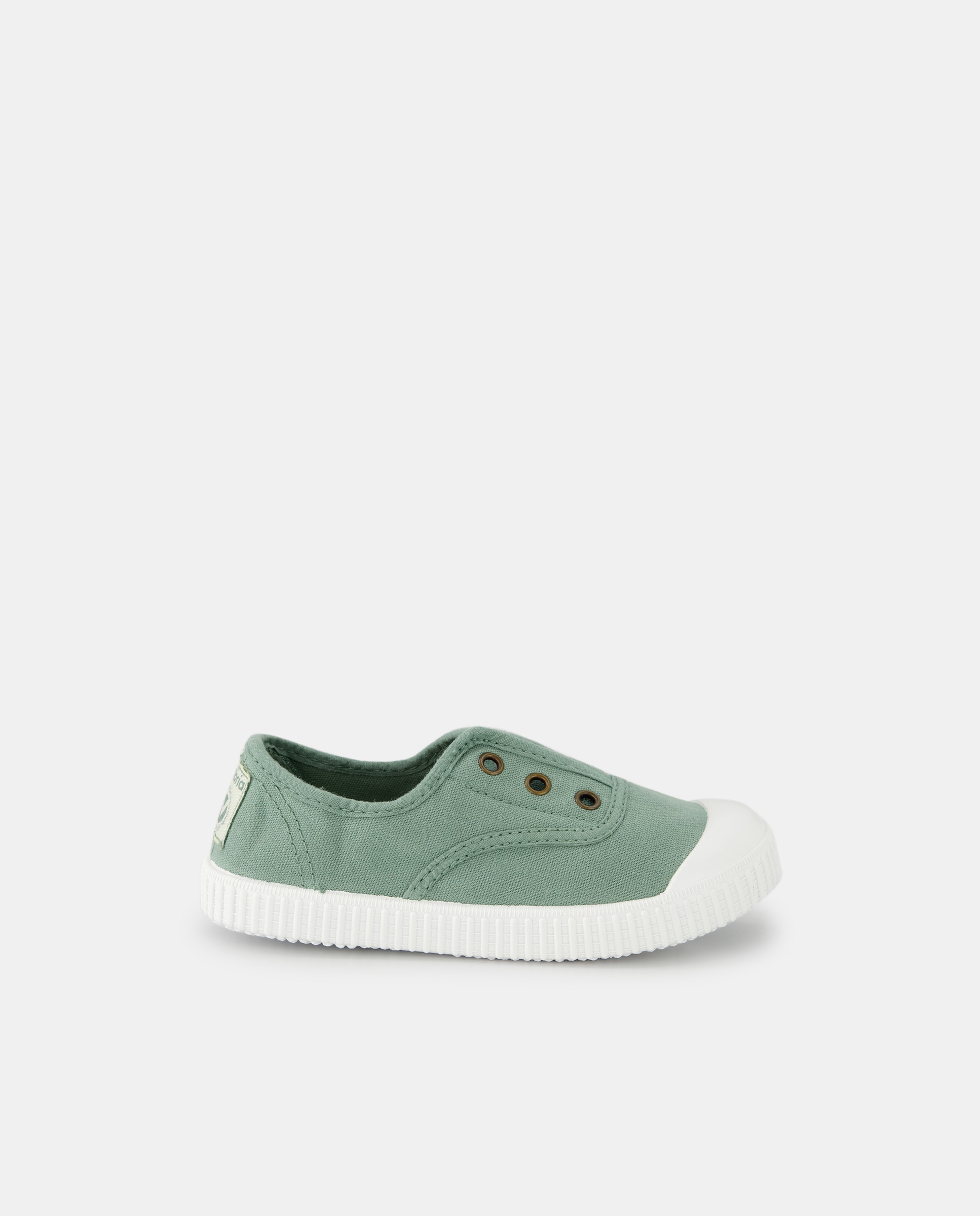 Zapatillas de bebés tipo casco bajas en lona con elástico - Victoria - Verde Verde-1