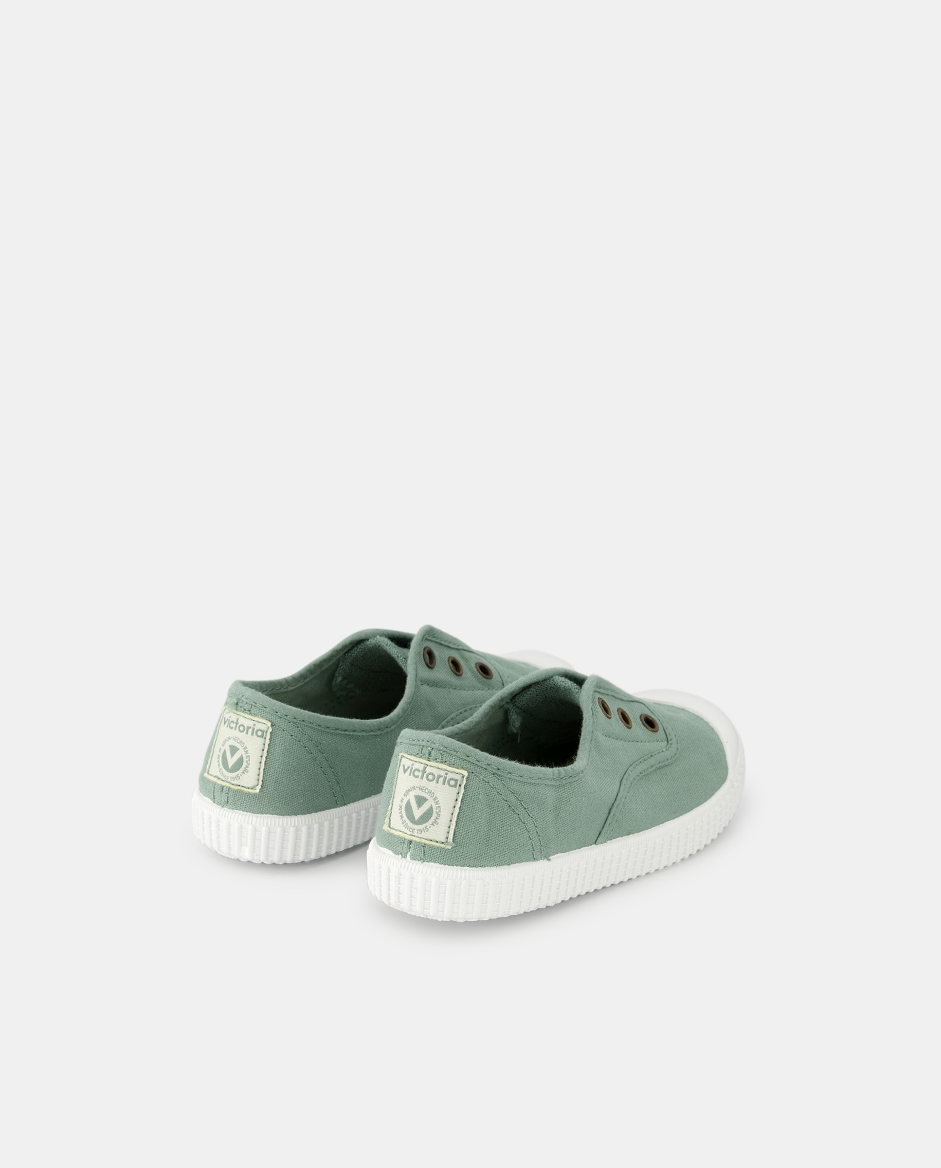 Zapatillas de bebés tipo casco bajas en lona con elástico - Victoria - Verde Verde-5