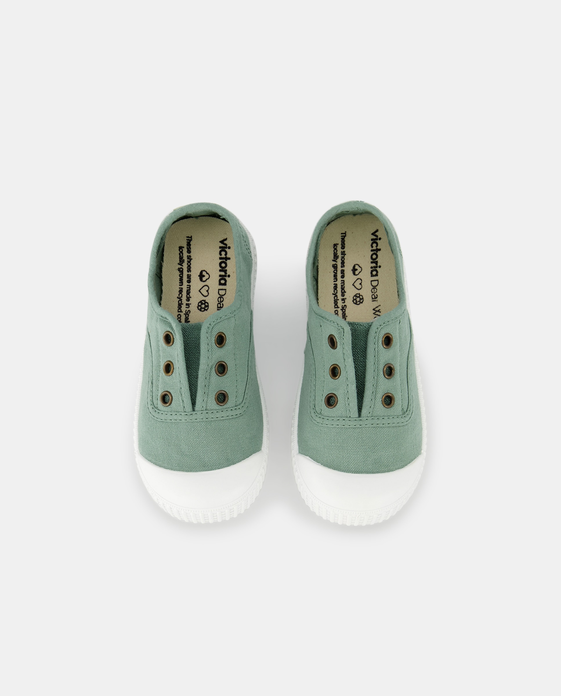 Zapatillas de bebés tipo casco bajas en lona con elástico - Victoria - Verde Verde-6