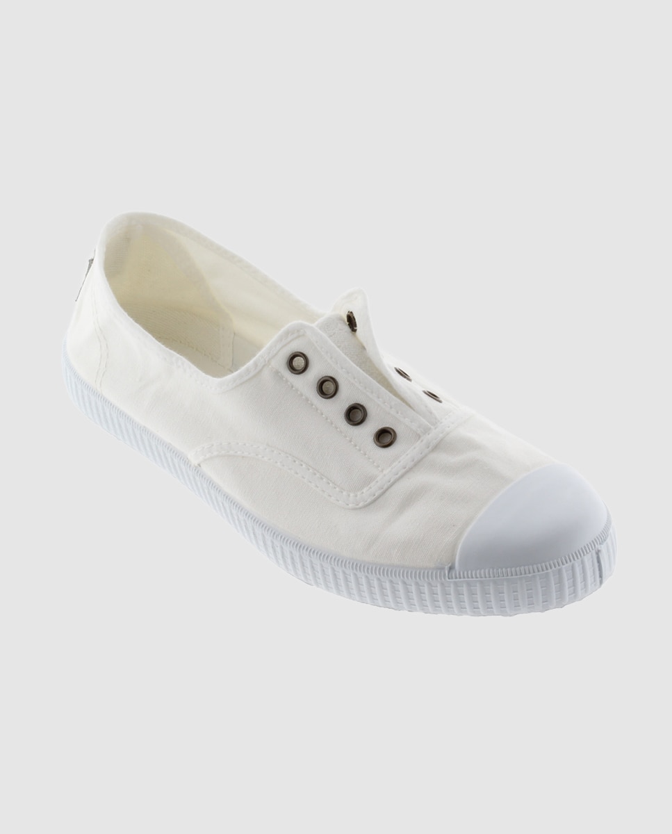 Sapatilhas de lona rosa com elásticos Branco-2