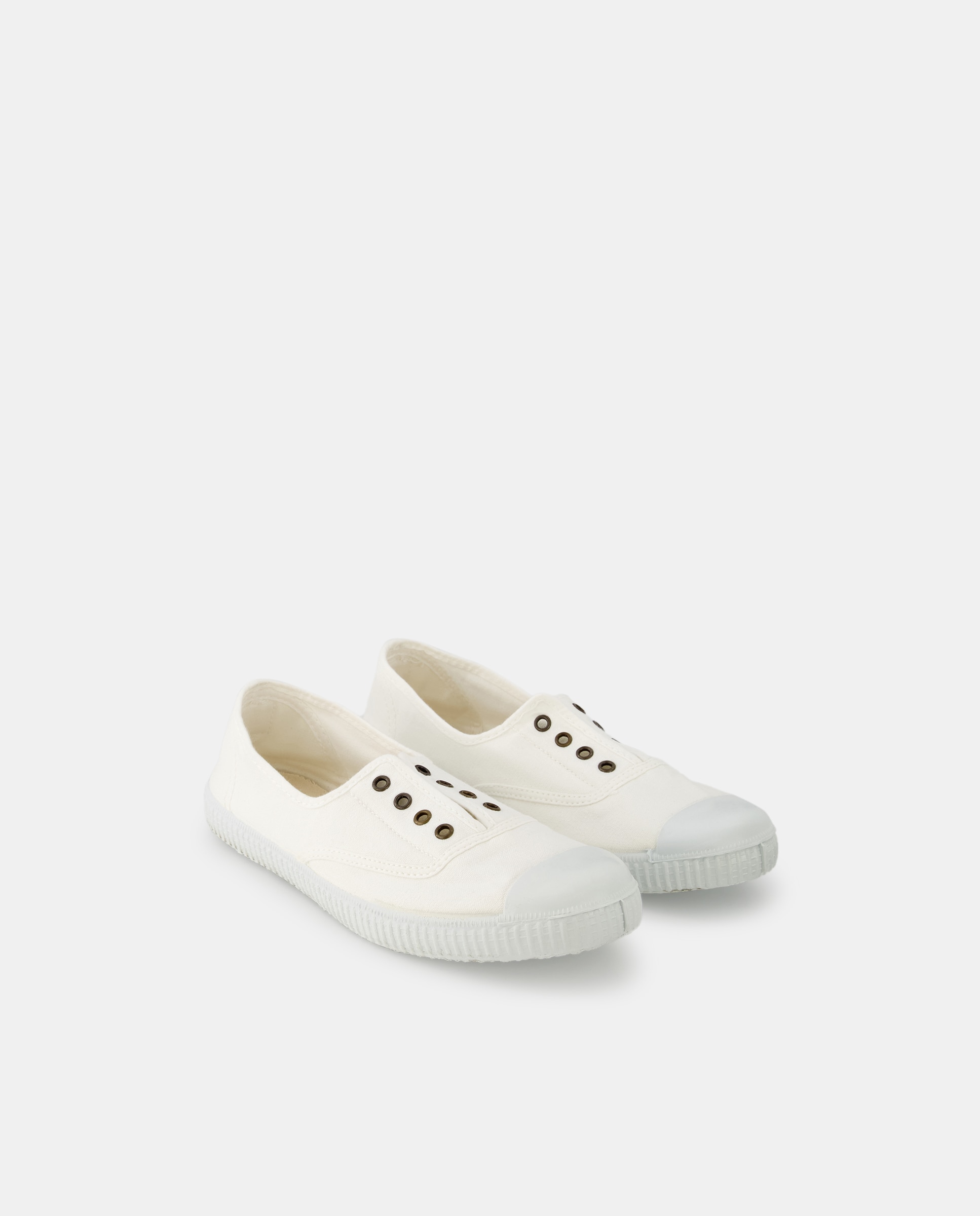 Sapatilhas de lona rosa com elásticos Branco-4
