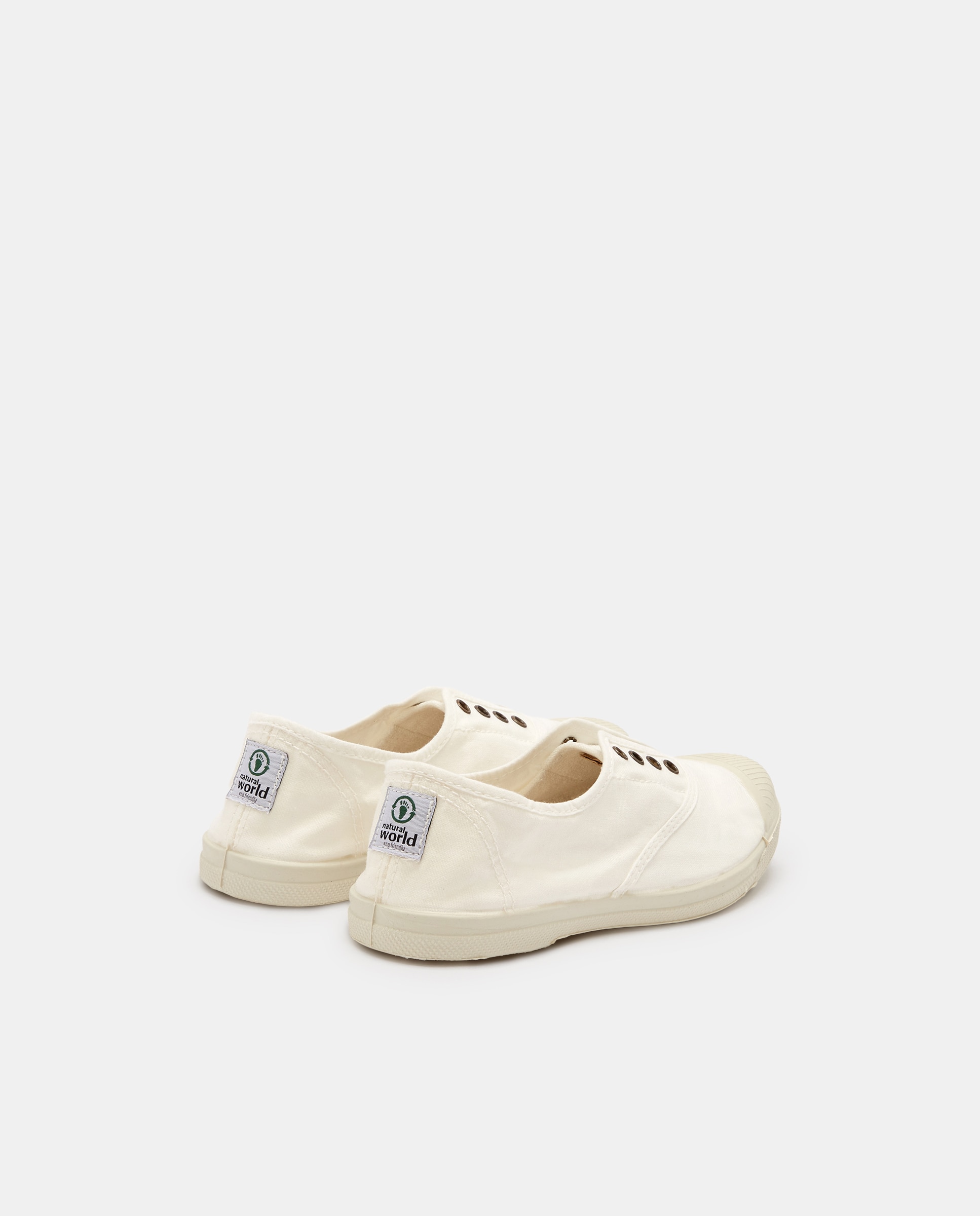 Sapatilhas de Criança com Fecho Elástico sem Atacadores em Lona - Branco Branco-3