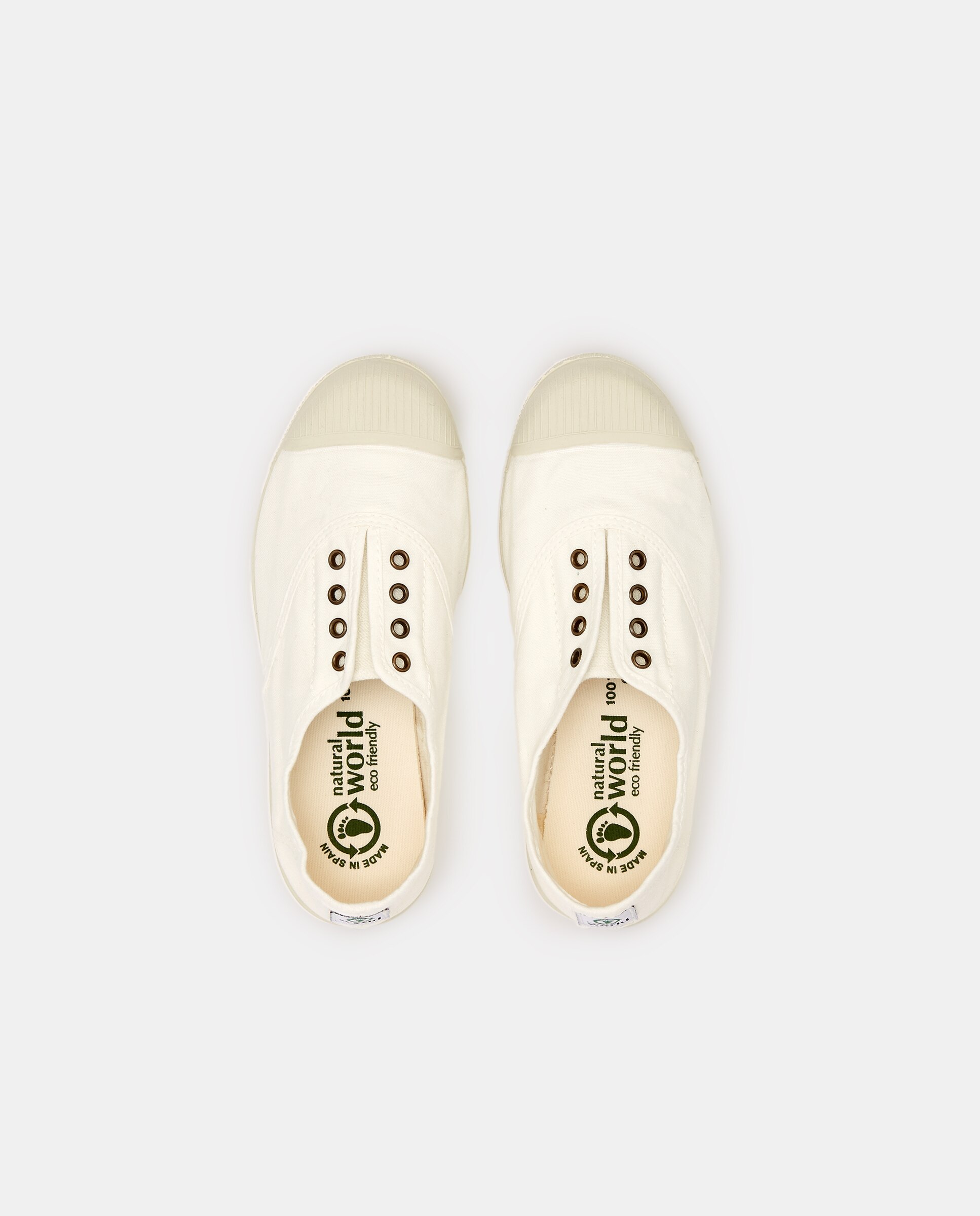 Sapatilhas de Criança com Fecho Elástico sem Atacadores em Lona - Branco Branco-4