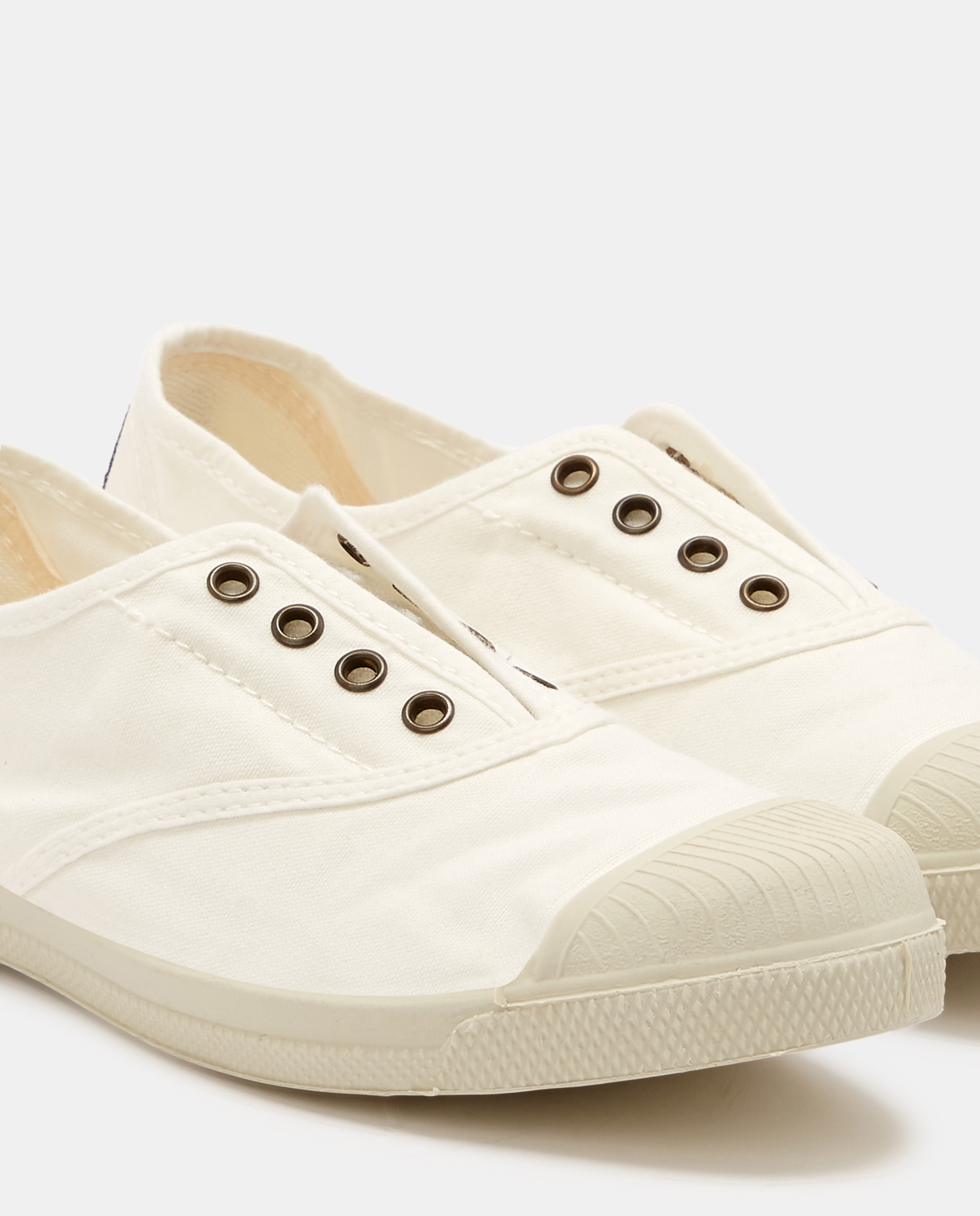 Sapatilhas de Criança com Fecho Elástico sem Atacadores em Lona - Branco Branco-5
