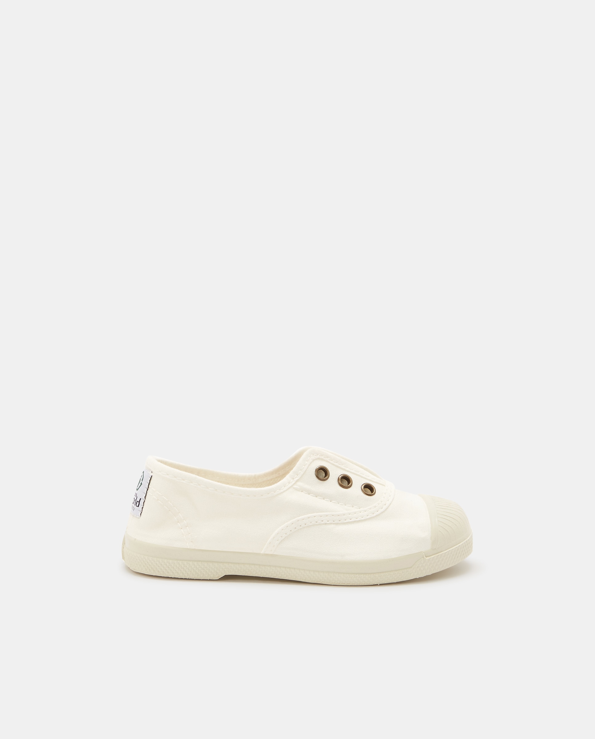 Sapatilhas de Criança com Fecho Elástico sem Atacadores em Lona - Branco Natural World Branco-1