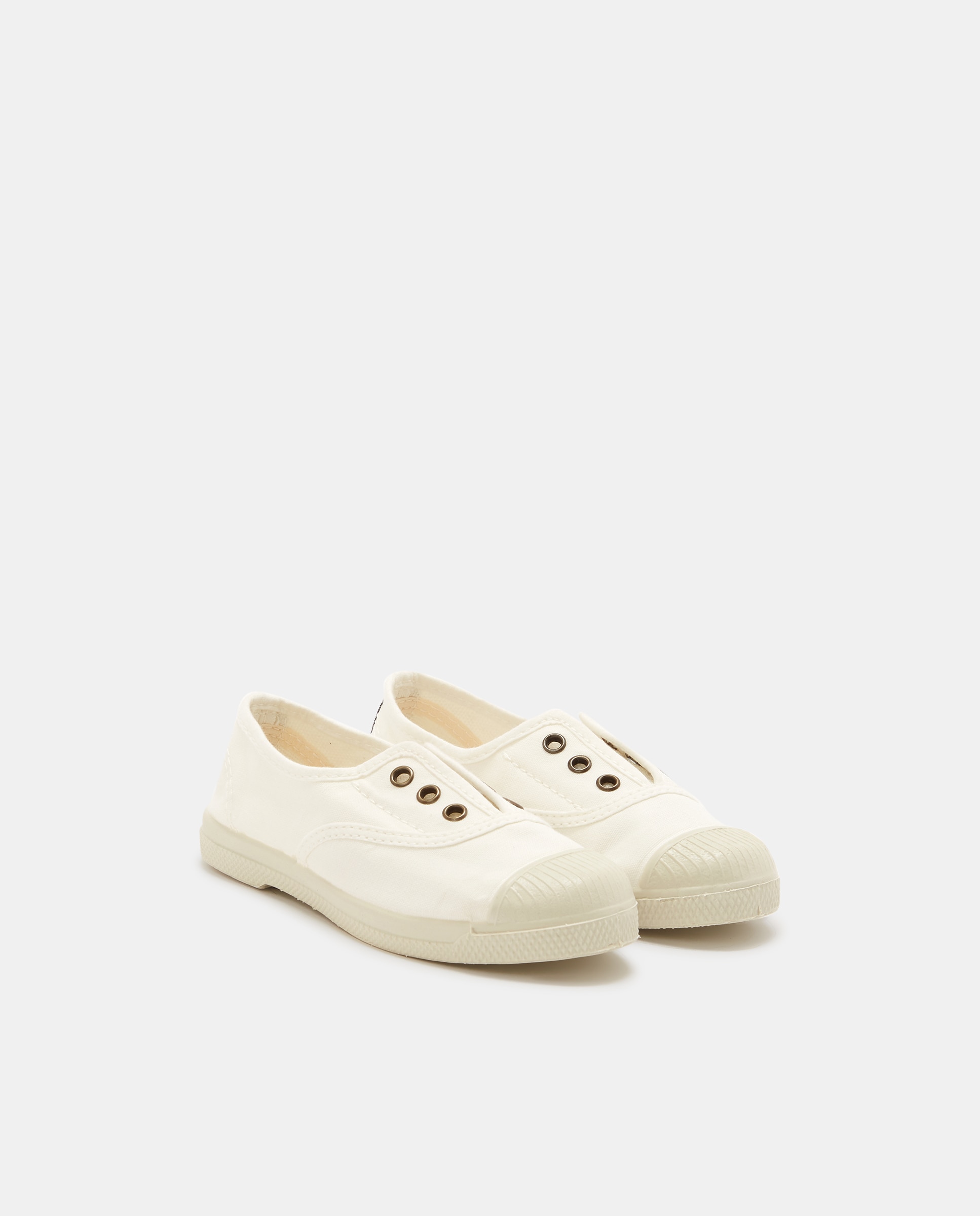 Sapatilhas de Criança com Fecho Elástico sem Atacadores em Lona - Branco Natural World Branco-2