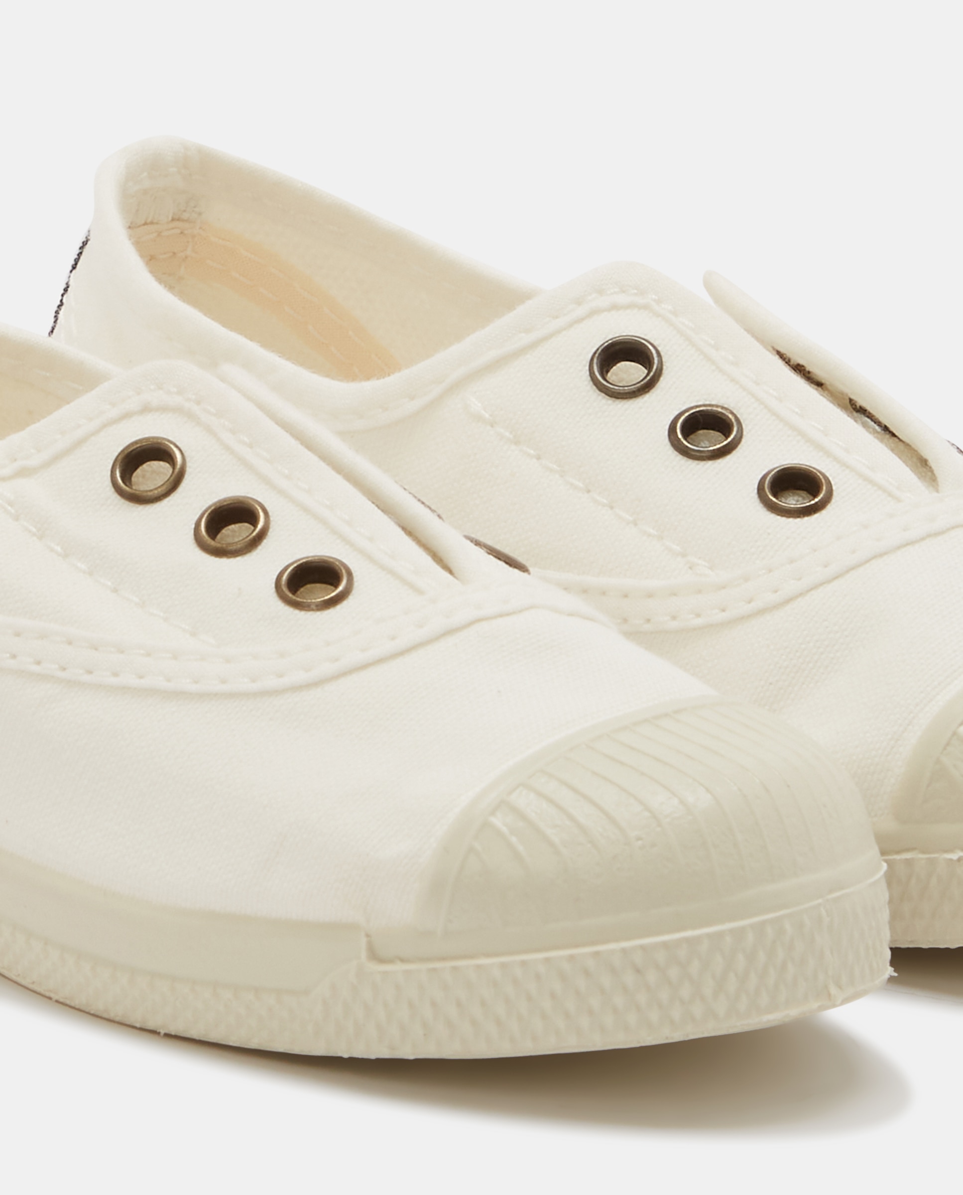 Sapatilhas de Criança com Fecho Elástico sem Atacadores em Lona - Branco Natural World Branco-5