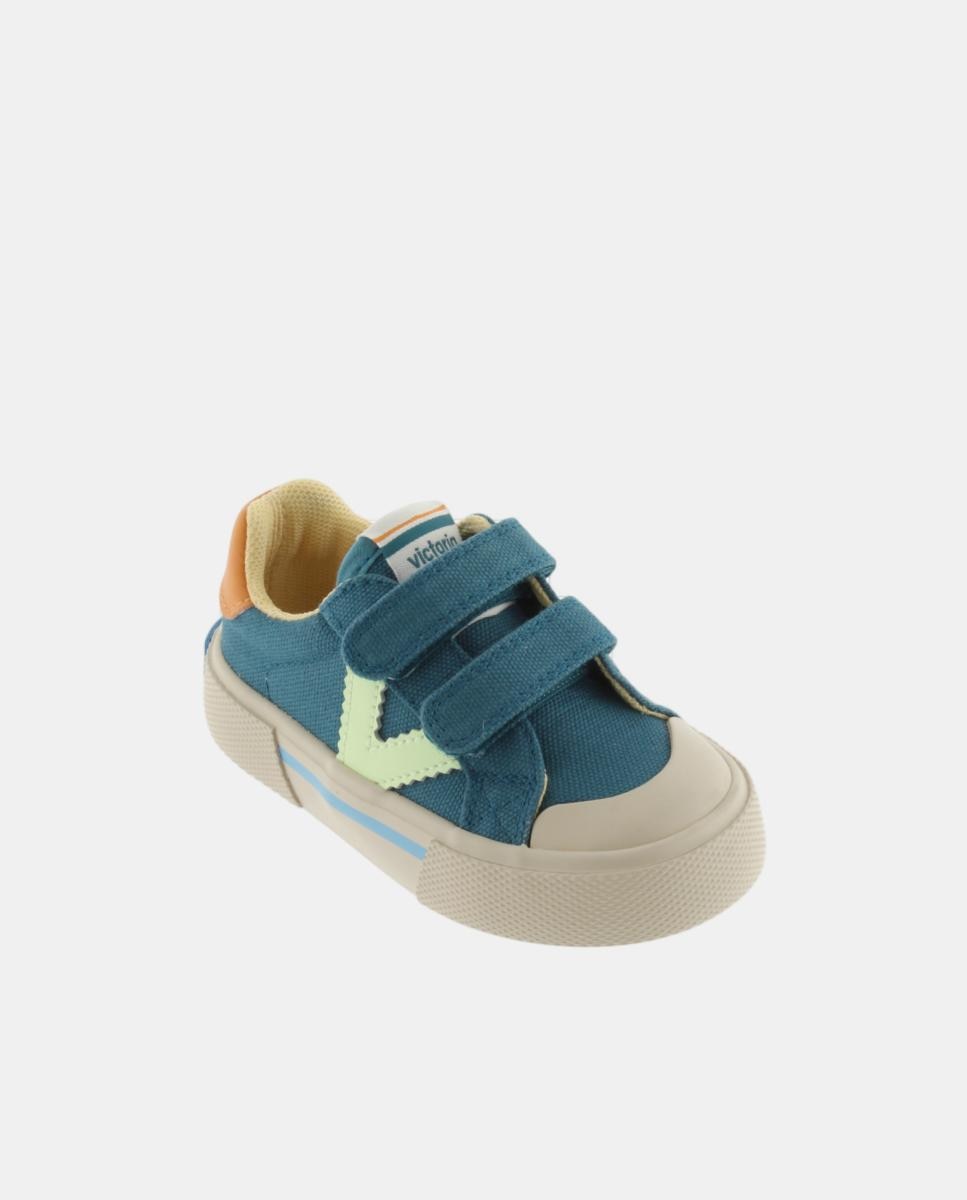 Sapatilhas de Lona de Criança com Fecho Aderente Duplo - Multicolor Victoria Azul-marinho-2