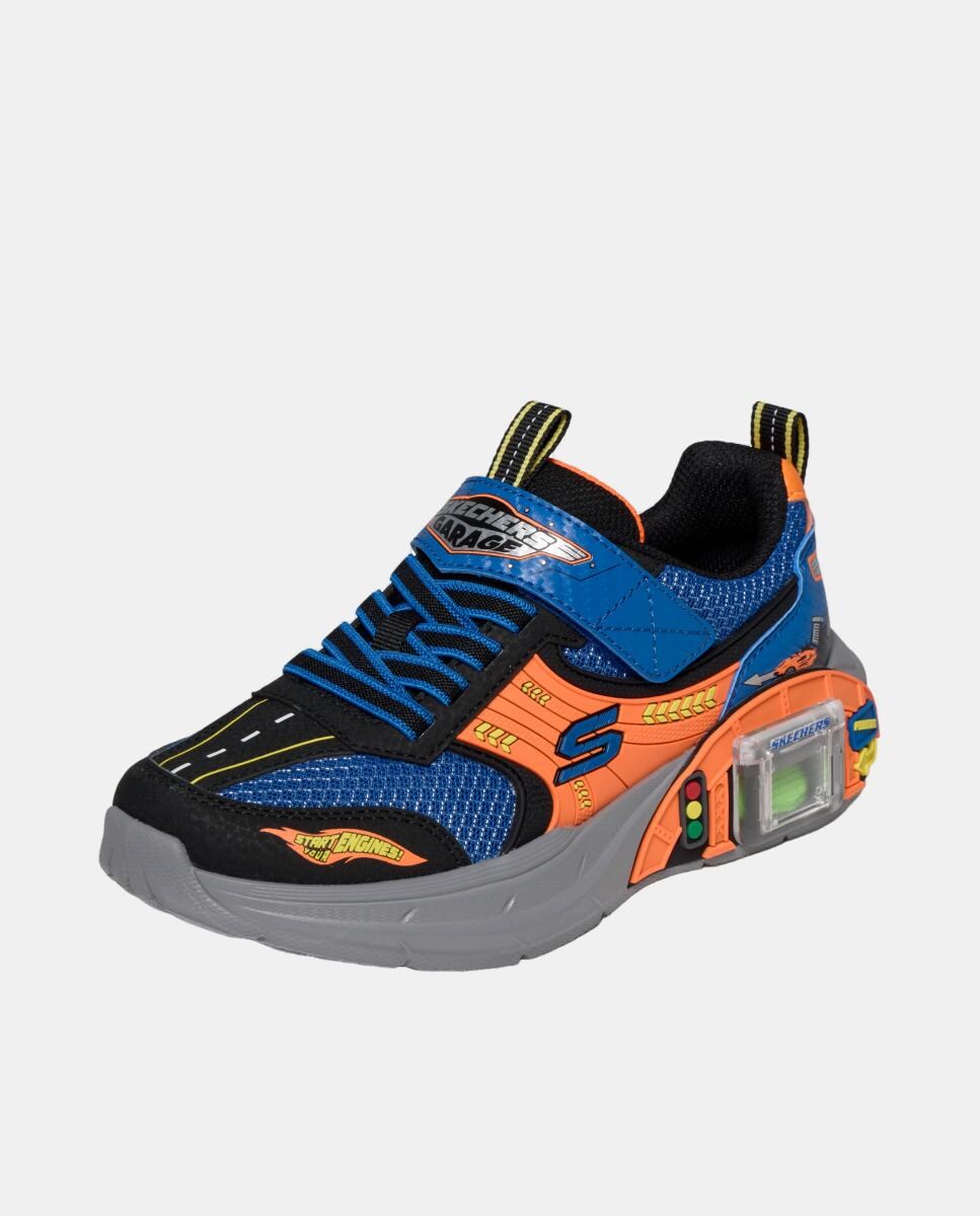 Sapatilhas com Desenho de Garagem e Carro de Presente Azul Cantábrico-3