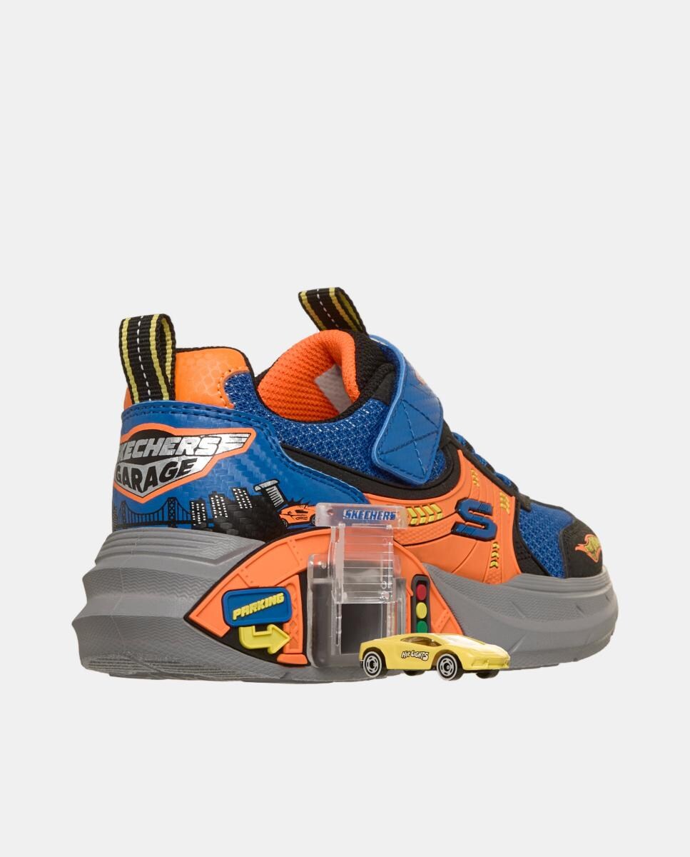 Sapatilhas com Desenho de Garagem e Carro de Presente Azul Cantábrico-4