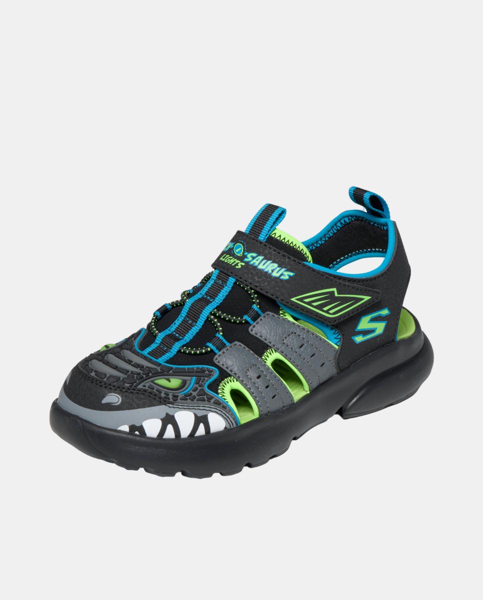Sandálias com Luzes e Desenho de Dinossauro Skechers Preto-3