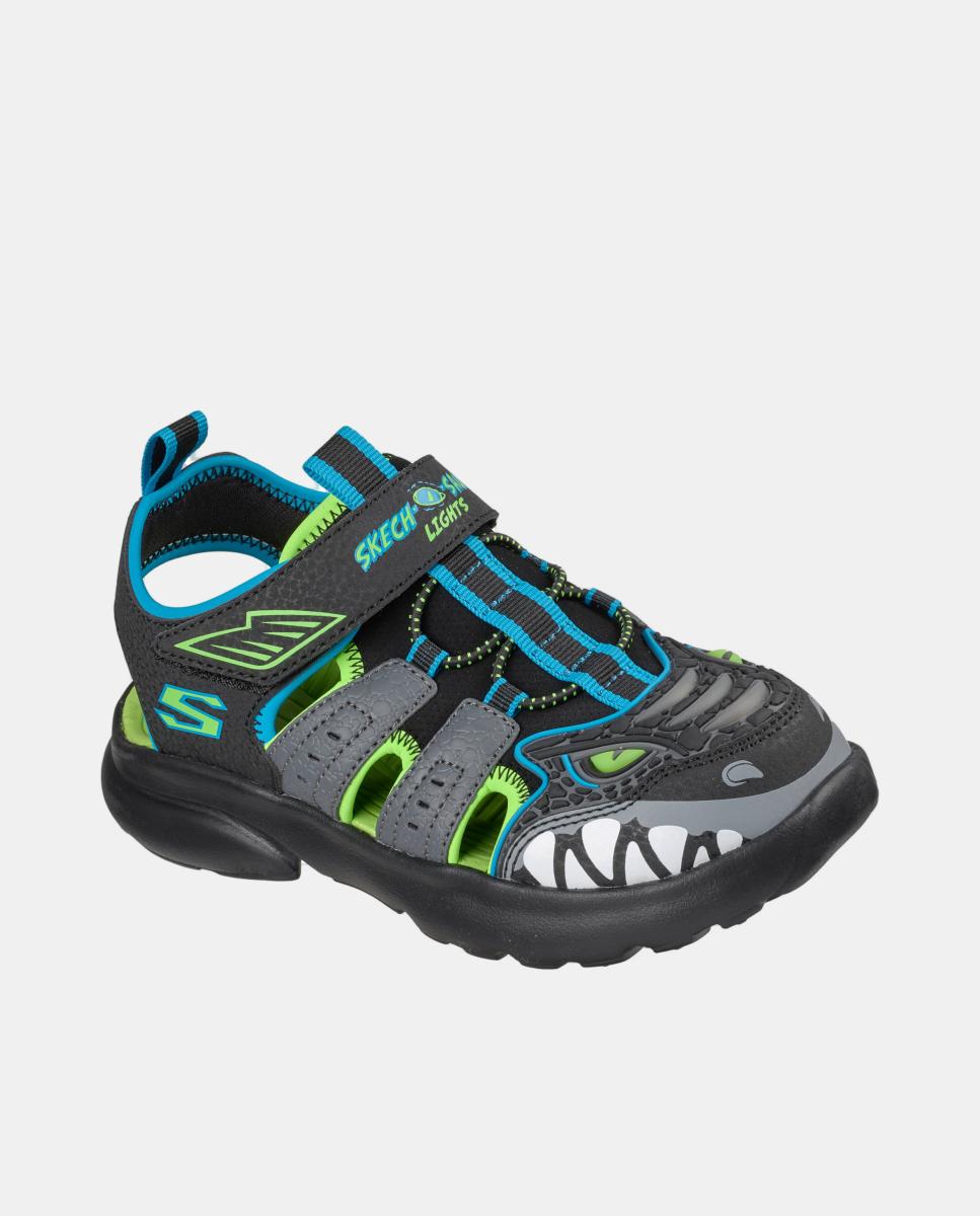 Sandálias com Luzes e Desenho de Dinossauro Skechers Preto-4
