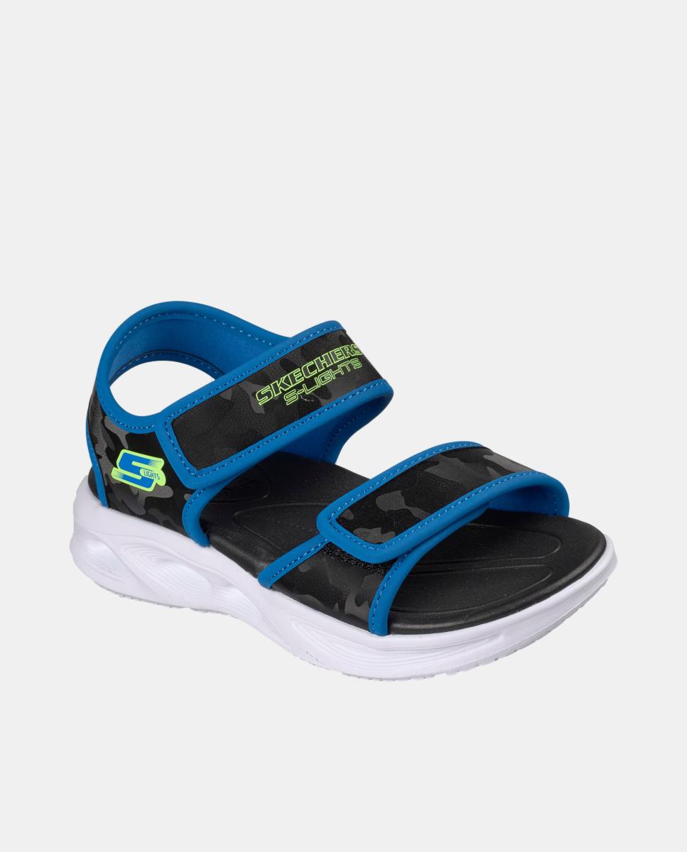 Sandálias com Luzes e Velcro Duplo Skechers Preto-3