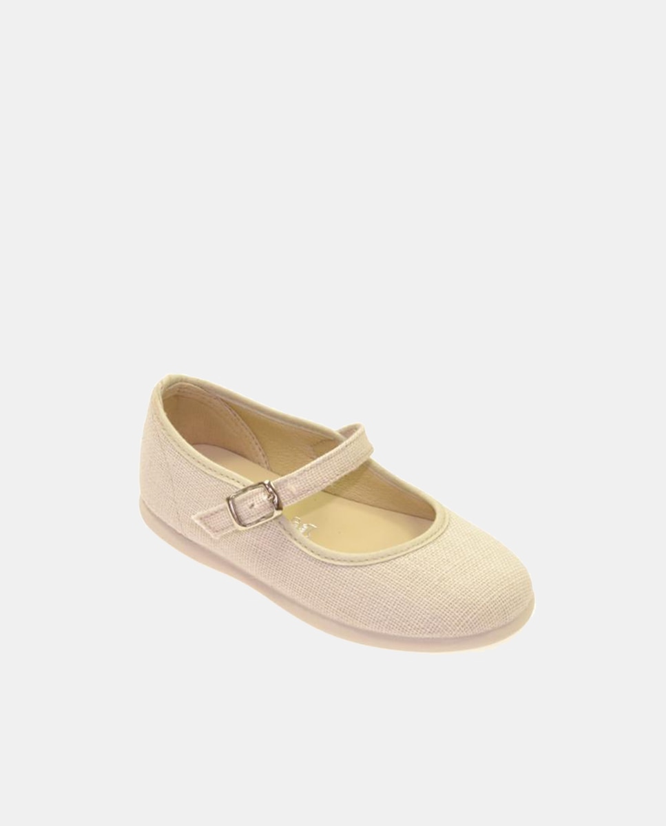 Merceditas de niña en lino con hebilla - Chuches - Beige Beige-1