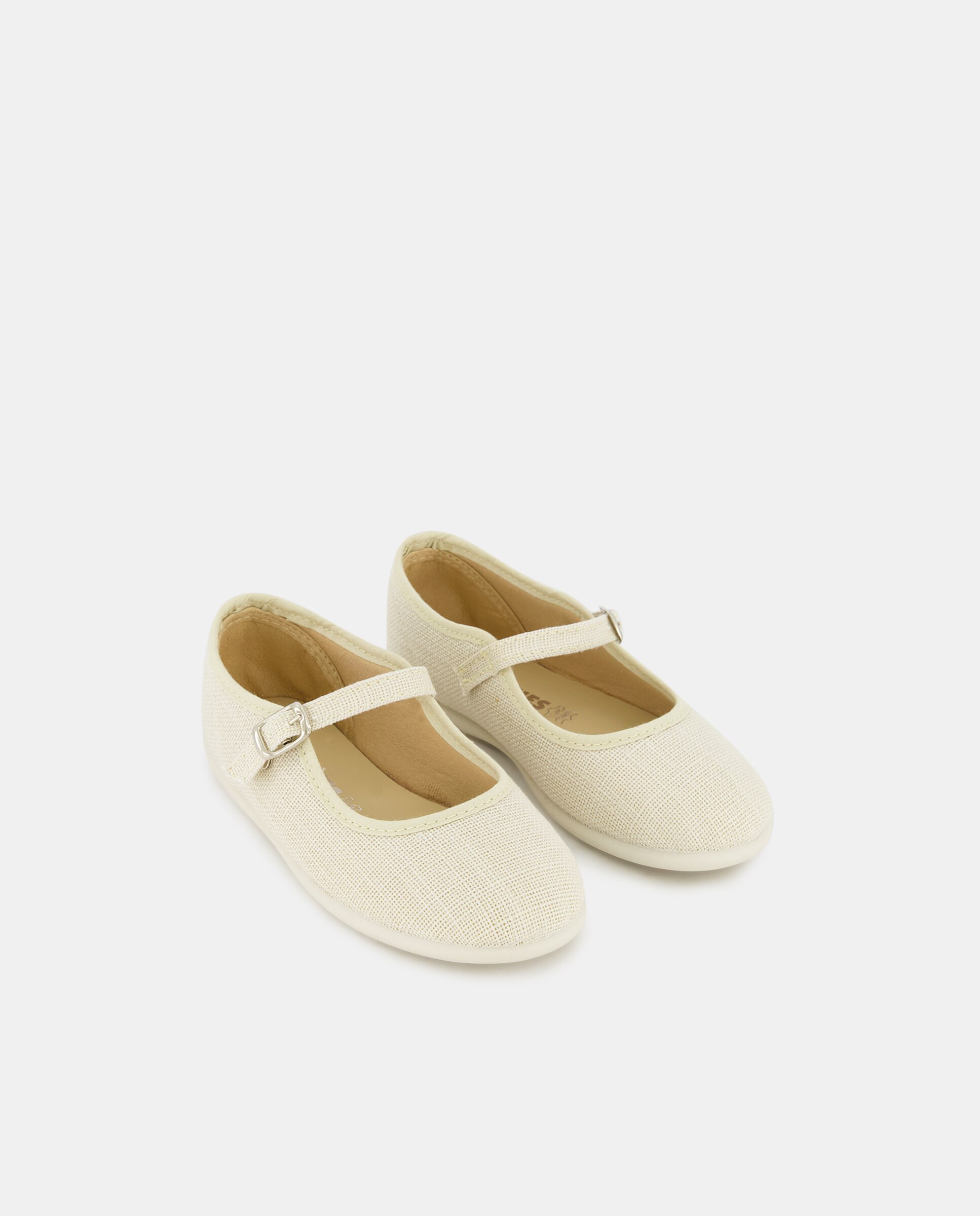 Merceditas de niña en lino con hebilla - Chuches - Beige Beige-2
