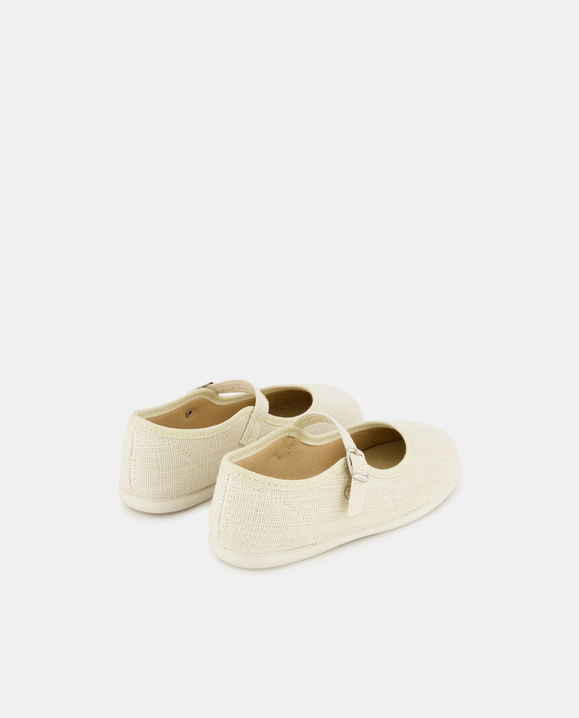 Merceditas de niña en lino con hebilla - Chuches - Beige Beige-3