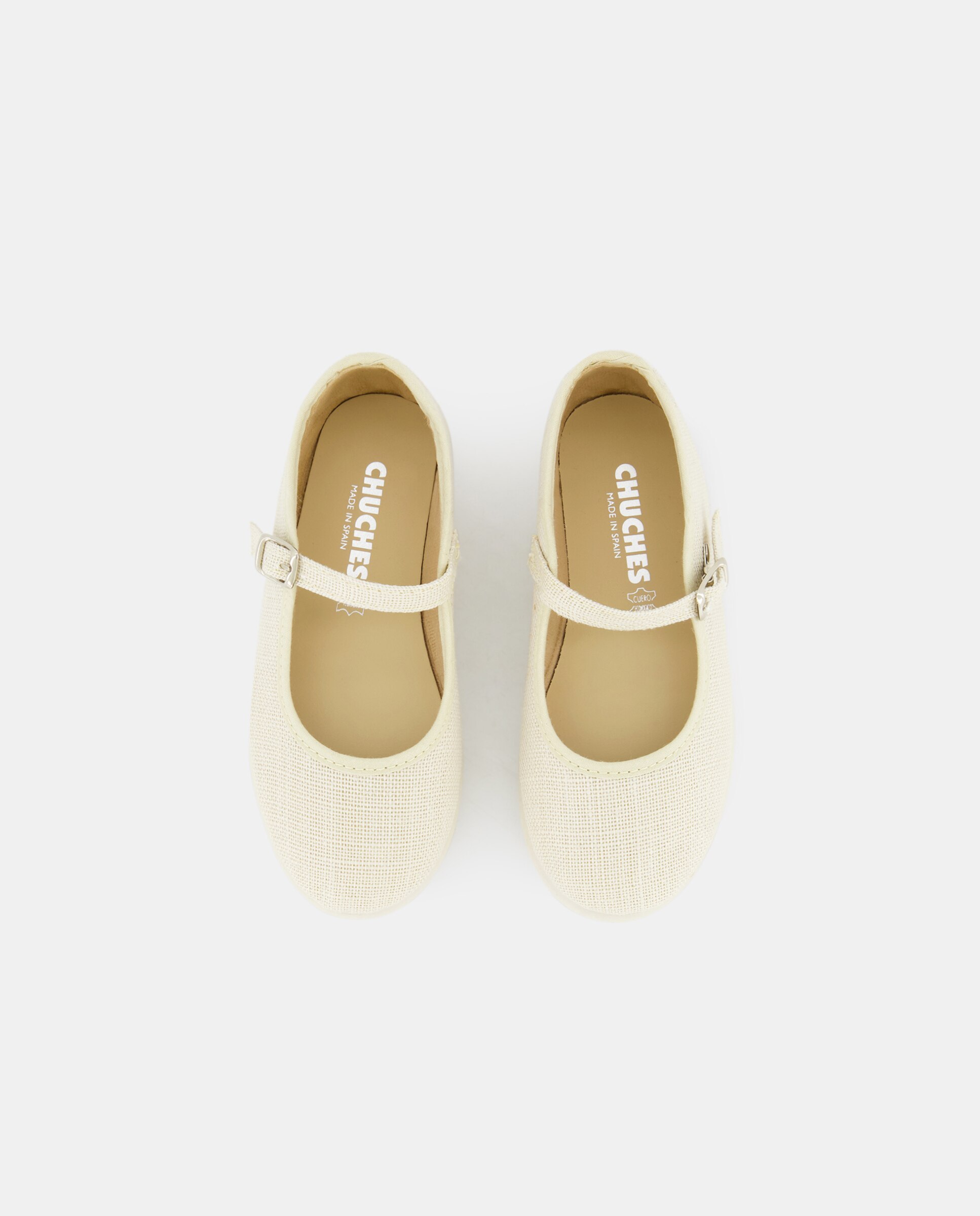 Merceditas de niña en lino con hebilla - Chuches - Beige Beige-4