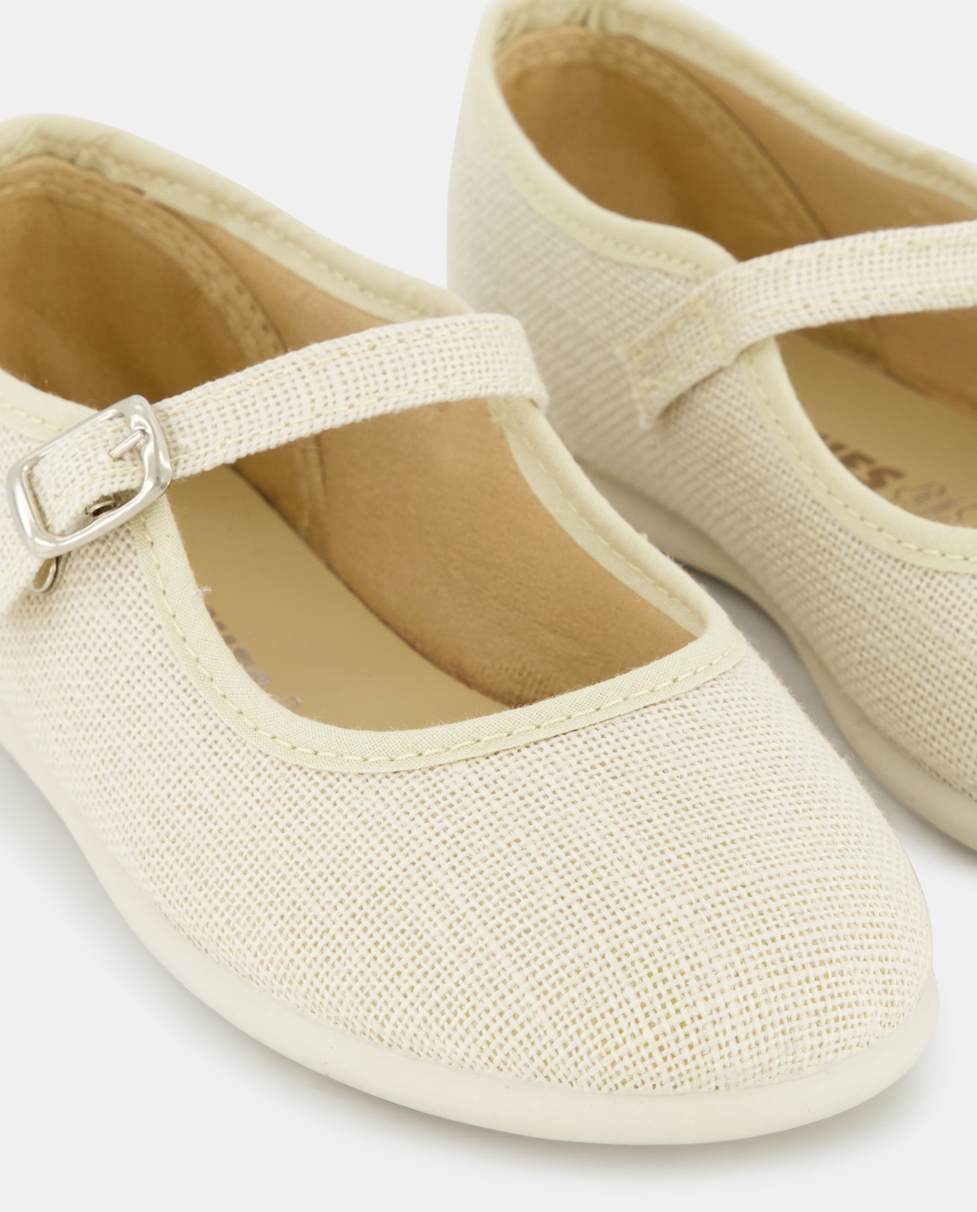 Merceditas de niña en lino con hebilla - Chuches - Beige Beige-5