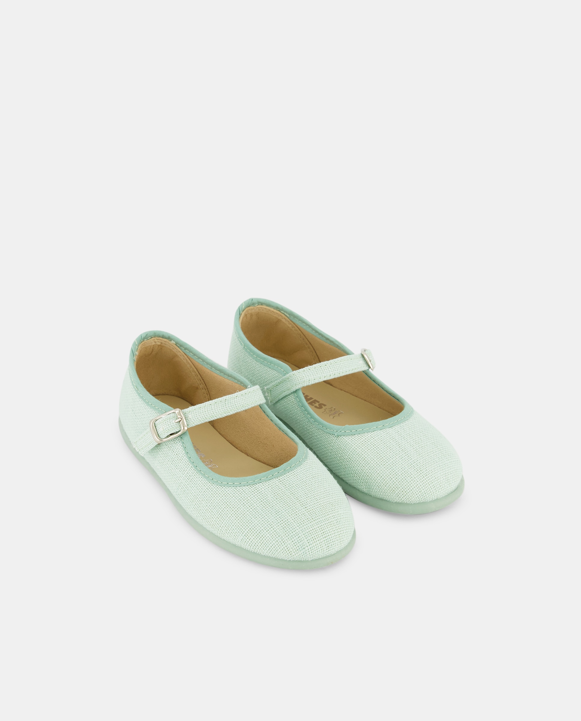 Sapatos de Presilha com Fivela e em Linho Verde-2