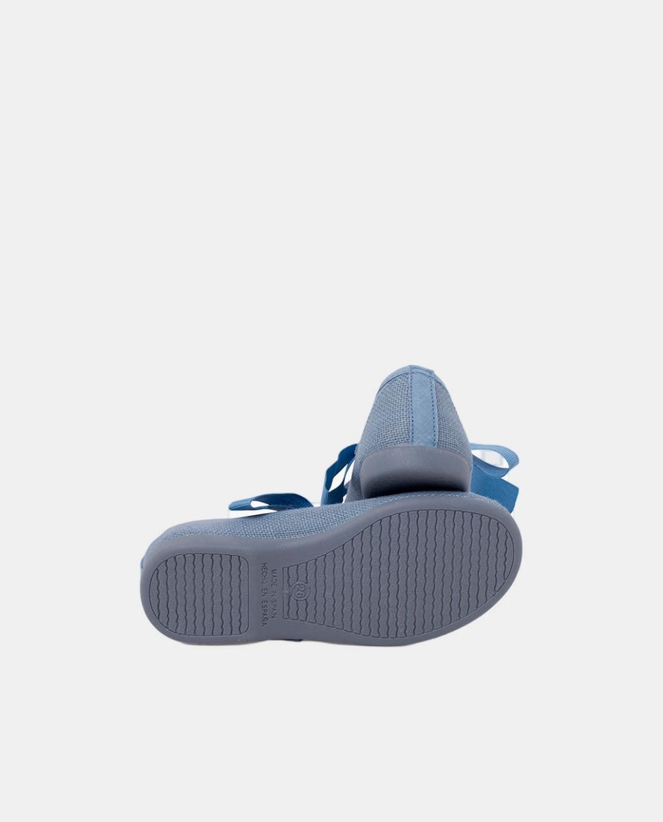 Sapatos de Presilha de Linho com Fecho de Laço e Faixa - Rosa-Pálido Pisamonas Azul ultramar-2