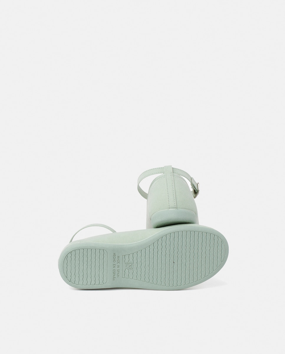Sabrinas com Fitas de Cetim, Fecho de Pulseira em Azul Pastel Verde-claro-2