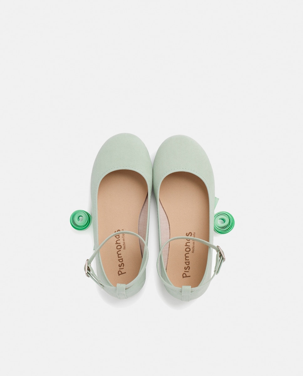 Sabrinas com Fitas de Cetim, Fecho de Pulseira em Azul Pastel Verde-claro-4
