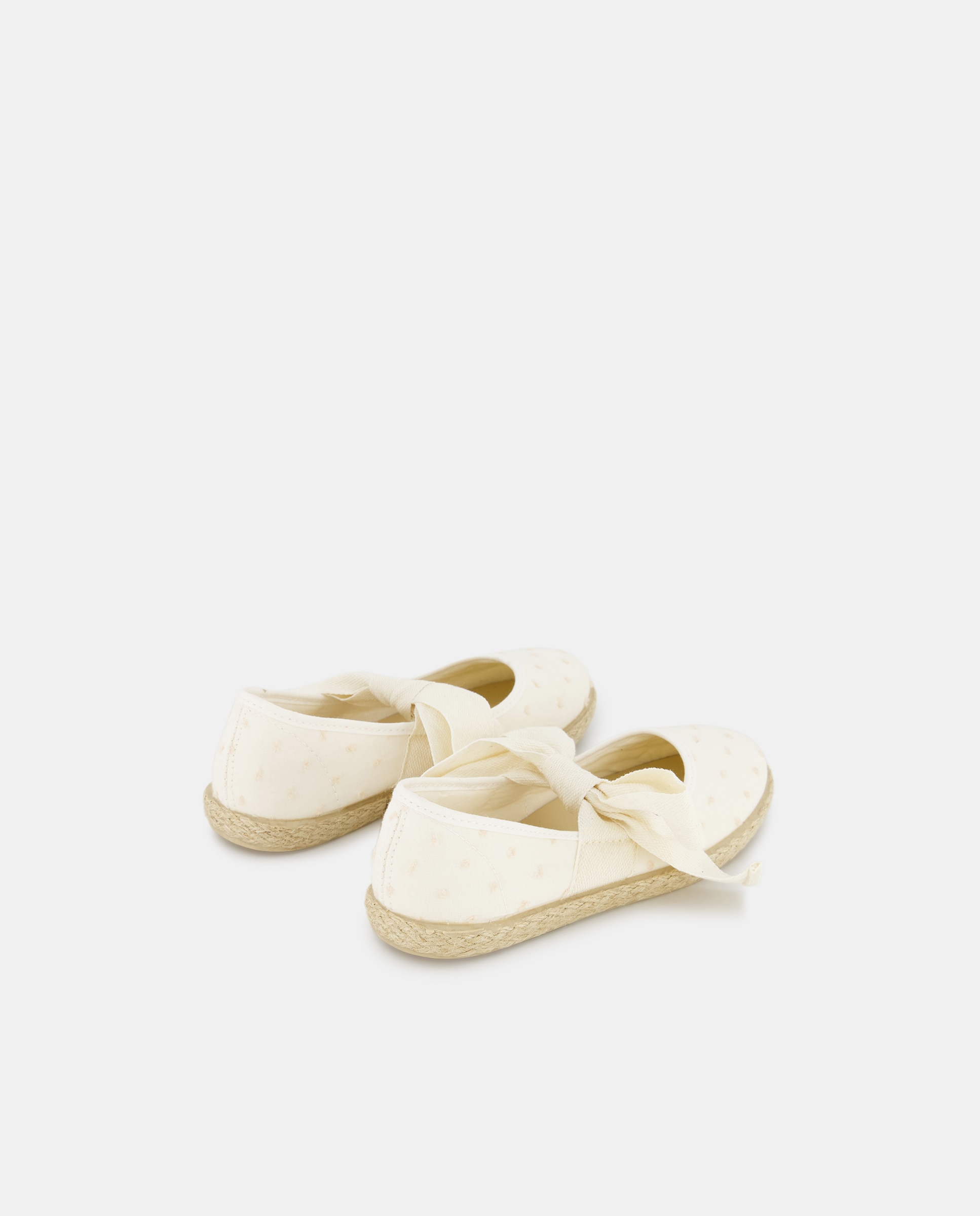 Alpercatas Tipo Sapatos de Presilha com Laço e em Linho Chuches Branco-3