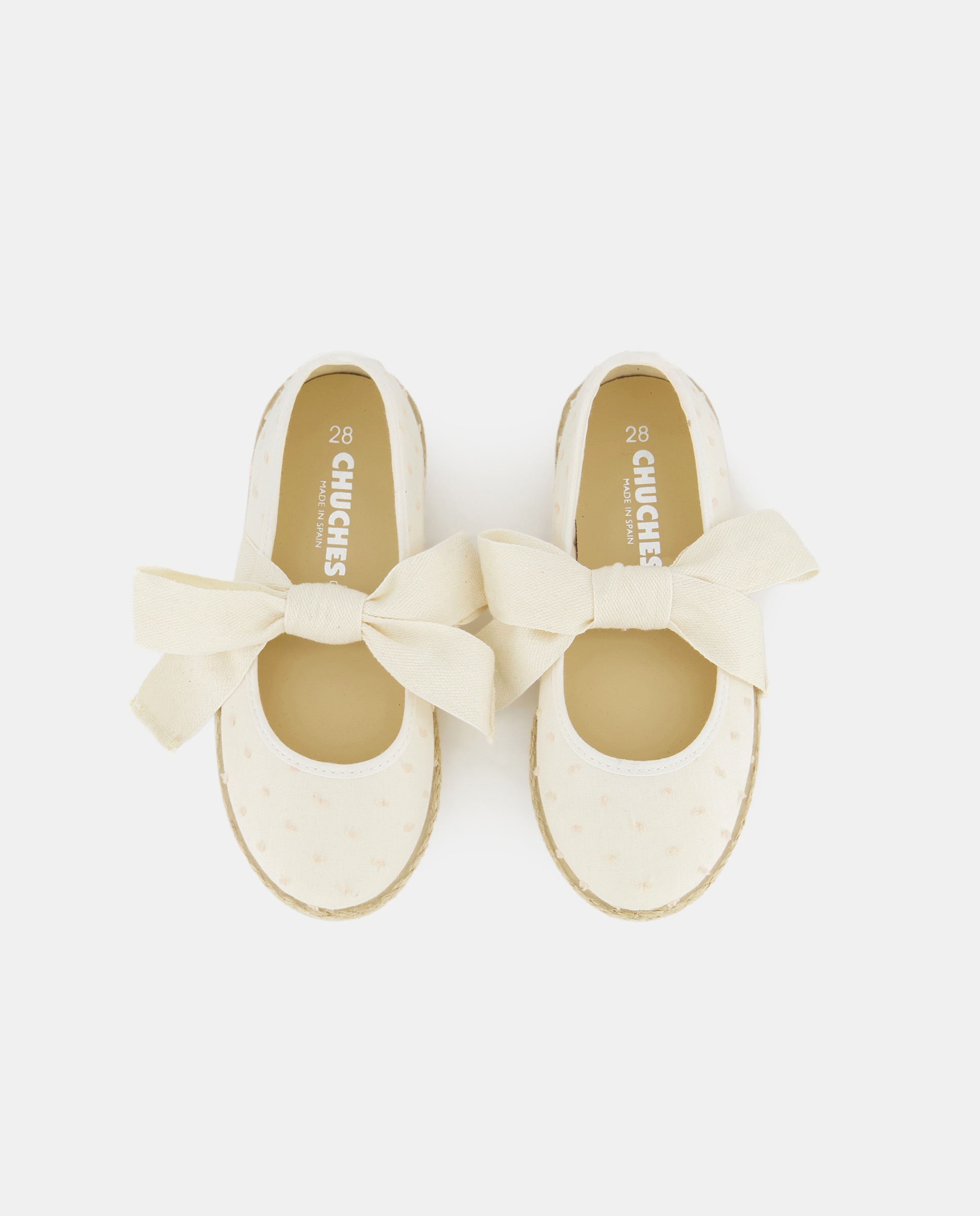 Alpercatas Tipo Sapatos de Presilha com Laço e em Linho Chuches Branco-4