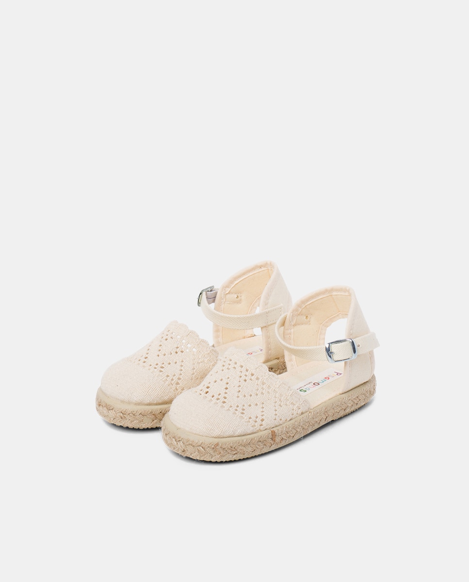 Alpergatas com Perfurações para Criança com Fivela em Branco Bege-2