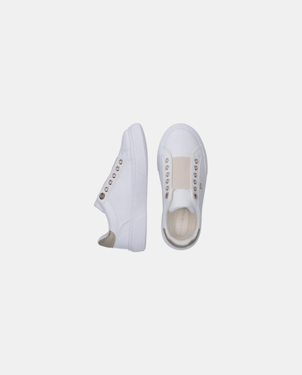 Sapatilhas Elásticas com Adorno Dourado Tommy Hilfiger Branco-3