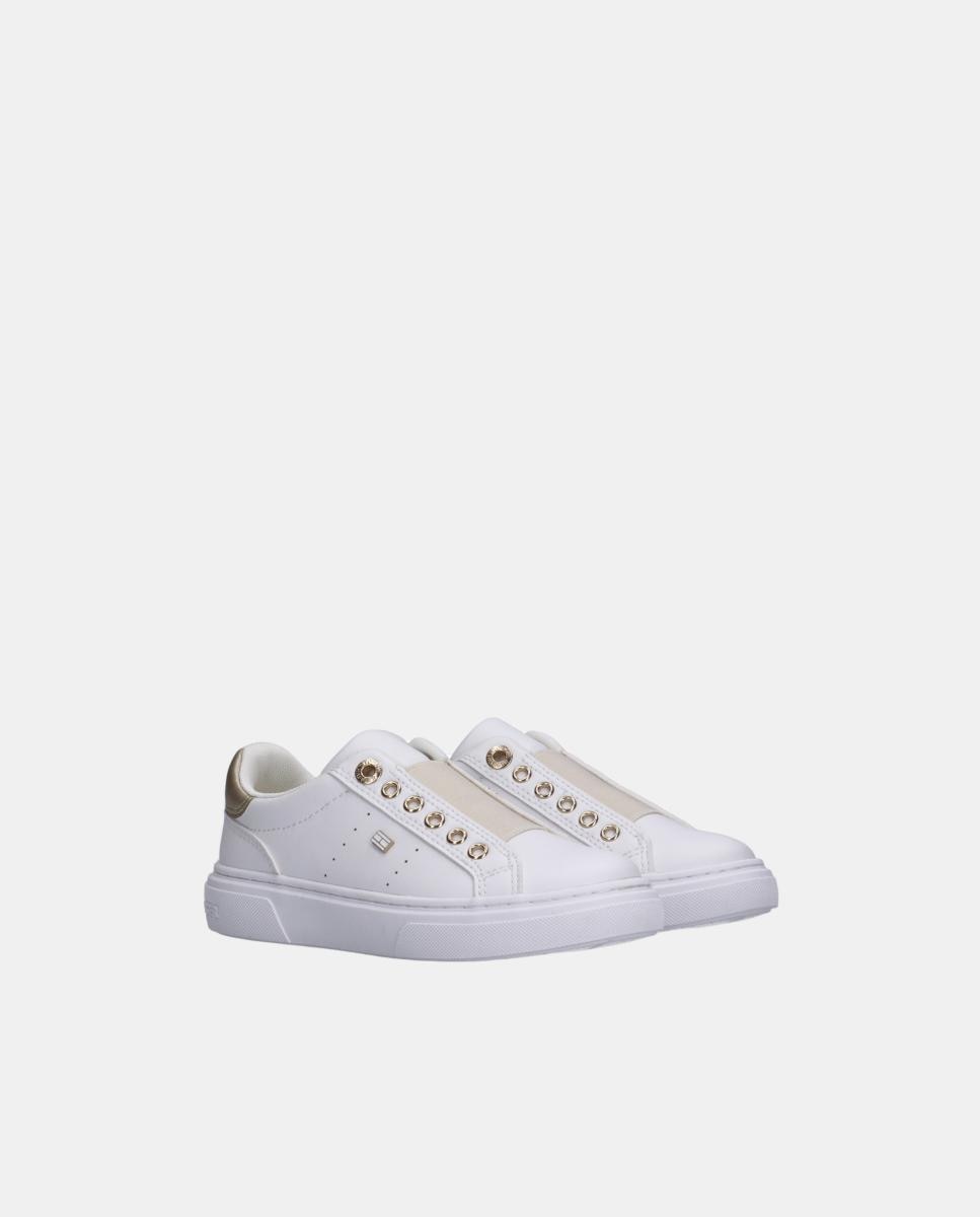 Sapatilhas Elásticas com Adorno Dourado Tommy Hilfiger Branco-5