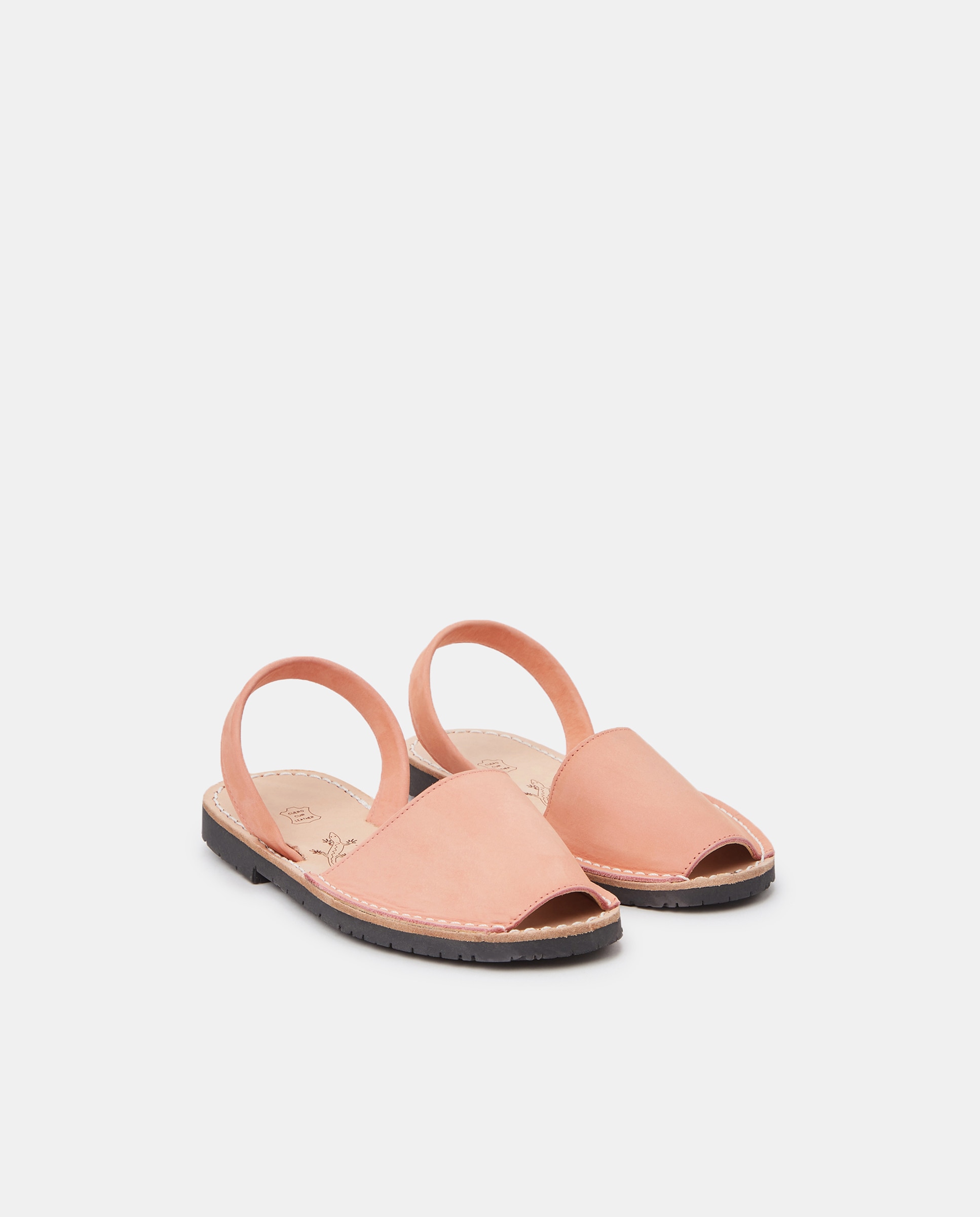 Menorquinas de Criança com Sola de Borracha e em Pele Nobuck - Rosa Naturals Menorca Rosa-2