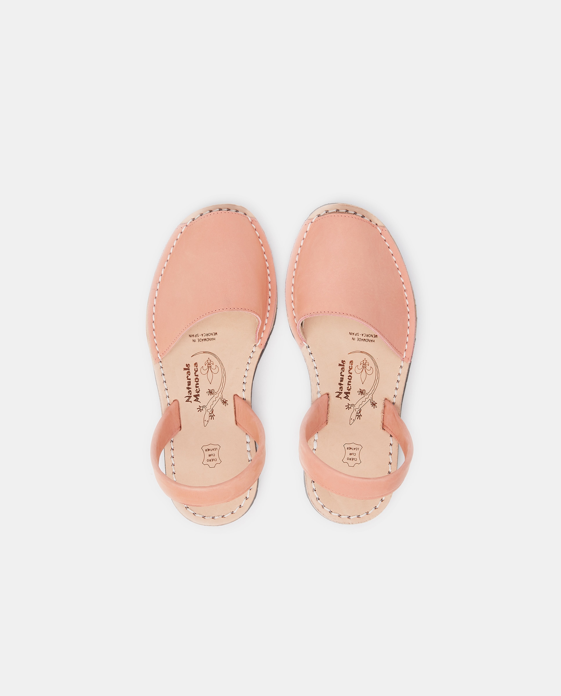 Menorquinas de Criança com Sola de Borracha e em Pele Nobuck - Rosa Naturals Menorca Rosa-4