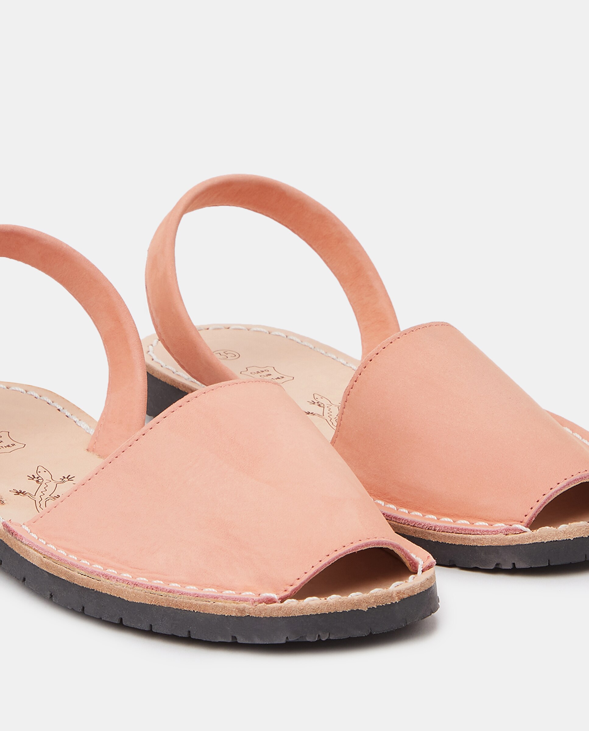 Menorquinas de Criança com Sola de Borracha e em Pele Nobuck - Rosa Naturals Menorca Rosa-5