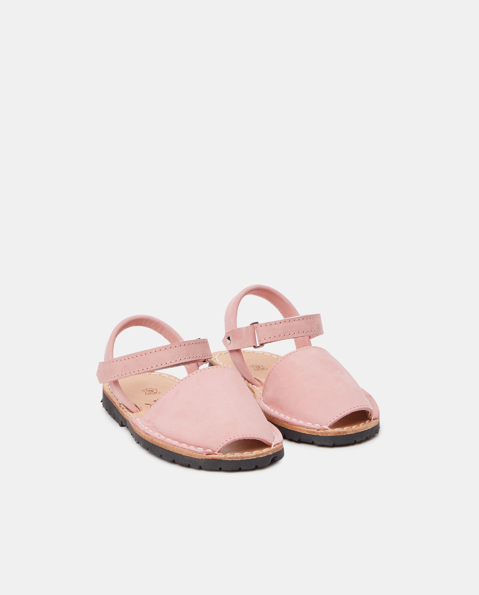 Menorquinas de Criança com Sola de Borracha e em Pele Nobuck - Rosa Naturals Menorca Rosa-2
