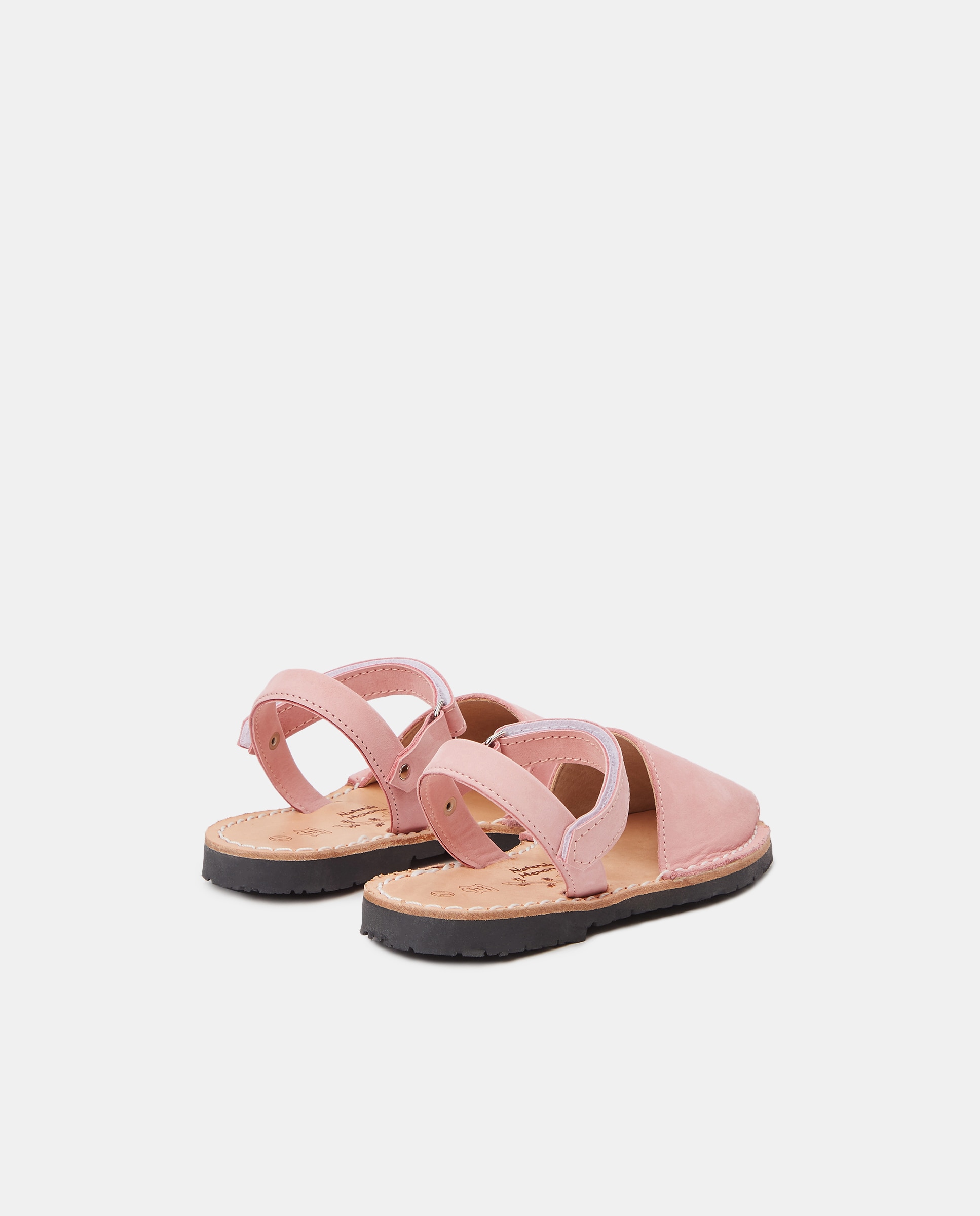 Menorquinas de Criança com Sola de Borracha e em Pele Nobuck - Rosa Naturals Menorca Rosa-3