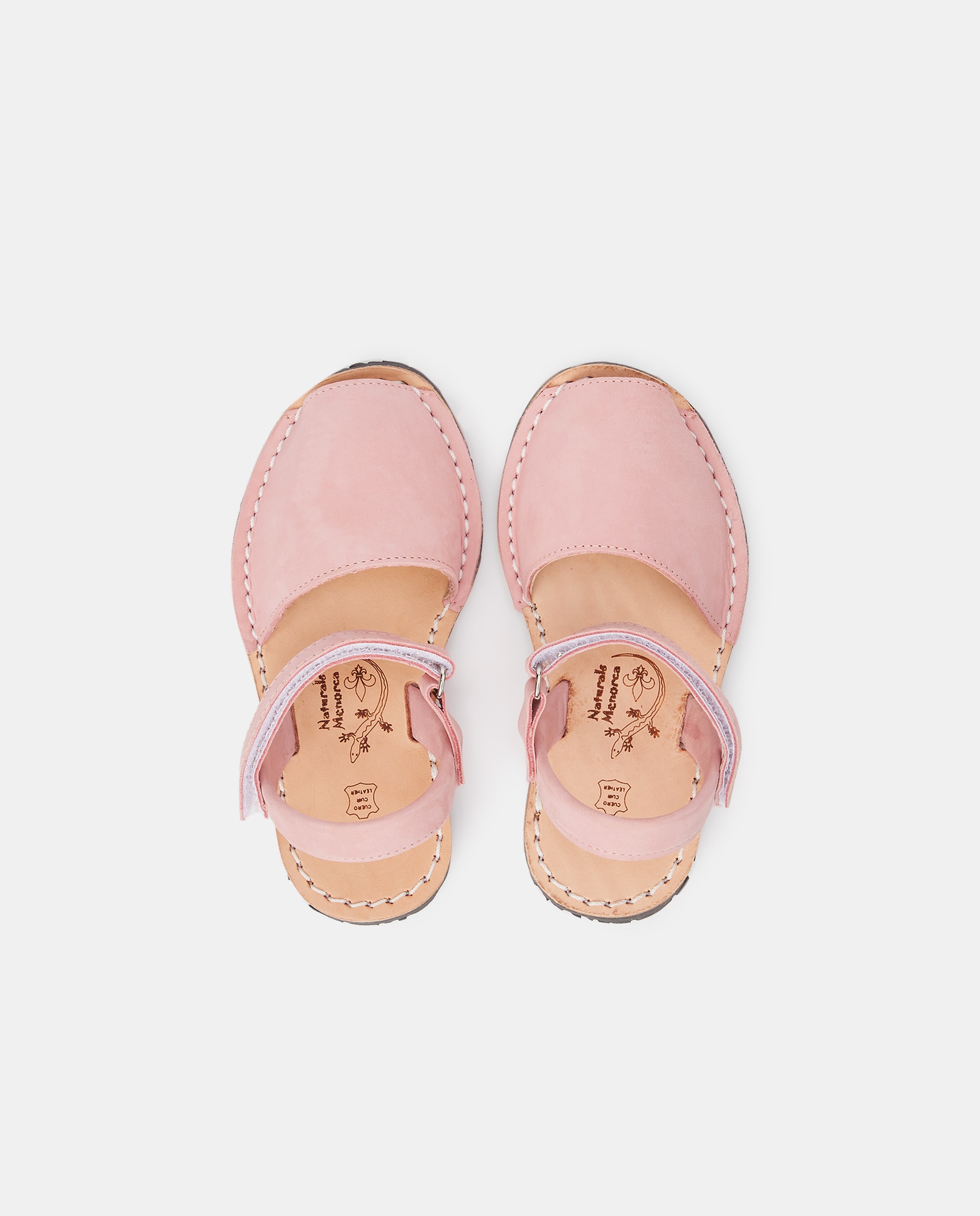 Menorquinas de Criança com Sola de Borracha e em Pele Nobuck - Rosa Naturals Menorca Rosa-4
