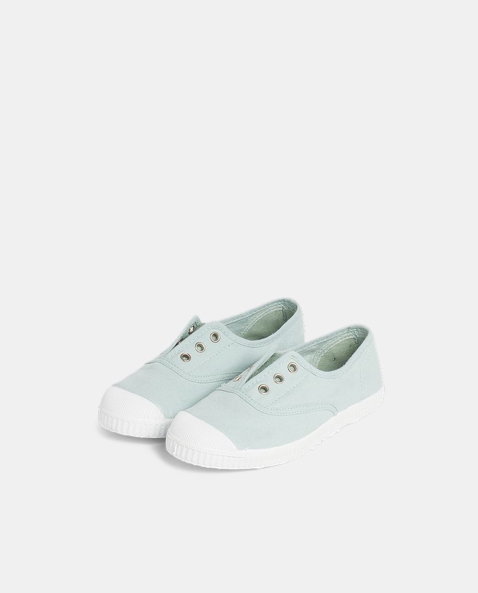 Zapatillas Lona Punta Goma Sin Cordones en rosa - Pisamonas - Verde Aqua Verde Aqua-2